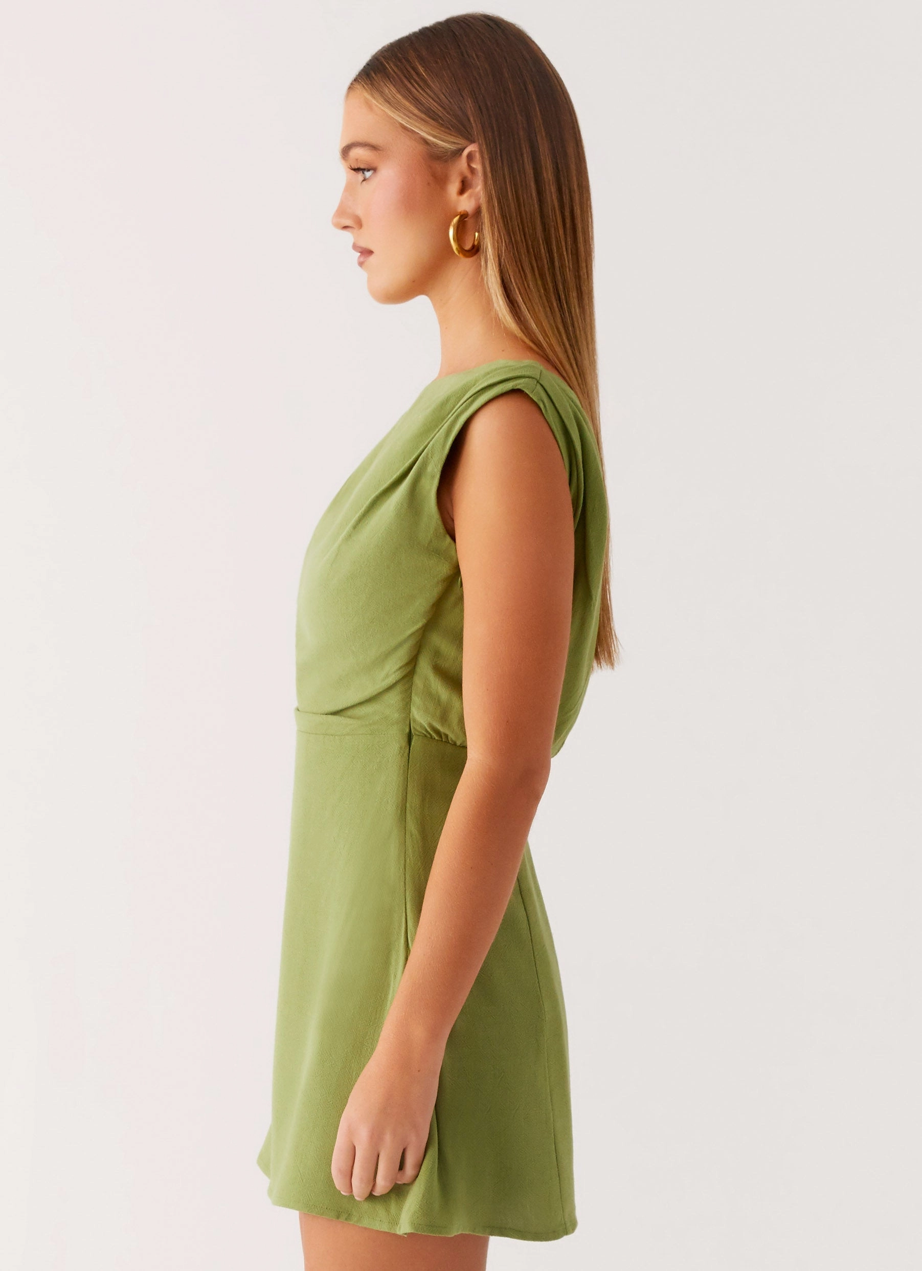 Soft Comfort Fine Details Lady Love Linen Mini Dress - Cactus