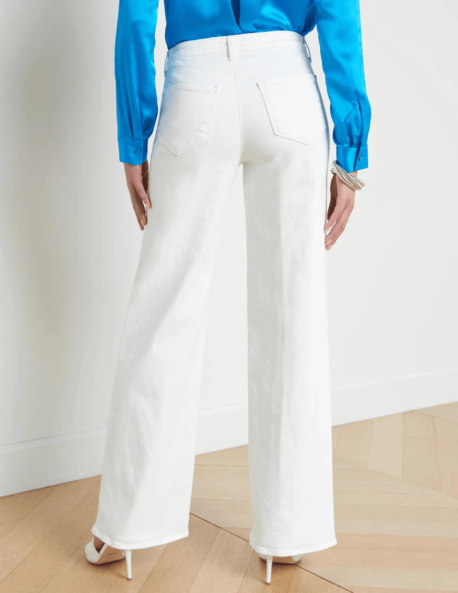 L'AGENCE Alicent High Rise Wide Leg Crop Jeans In Blanc Simple Detail Standard Piece