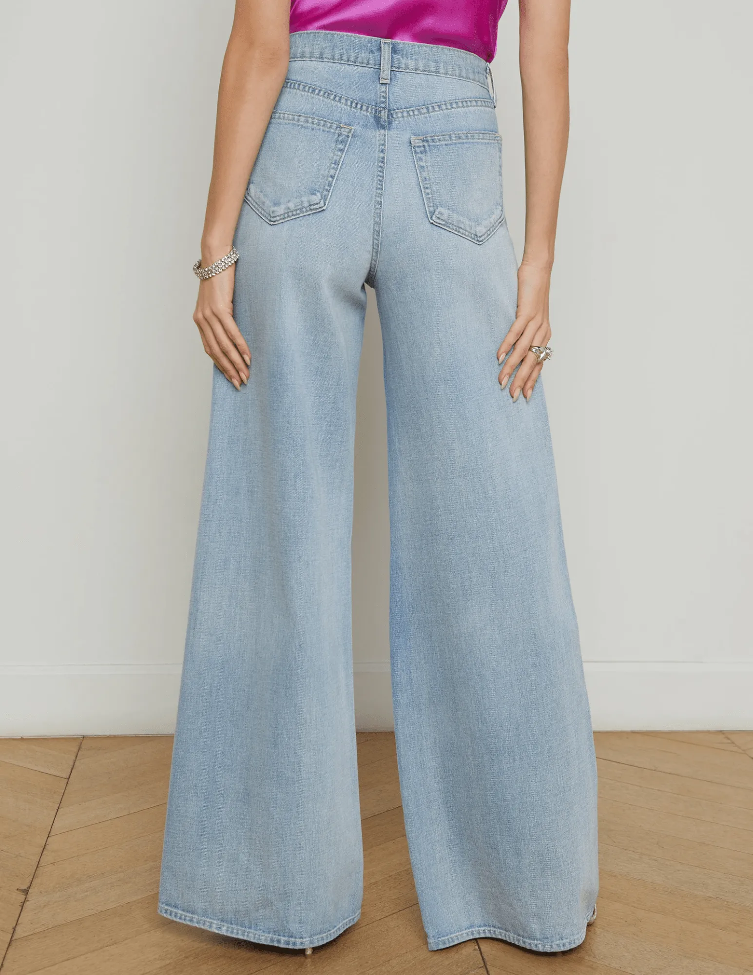 L??AGENCE Beau T-Seam Wide Leg Jeans in Fontana-SALE All Season Fit Crosshatch Stitching