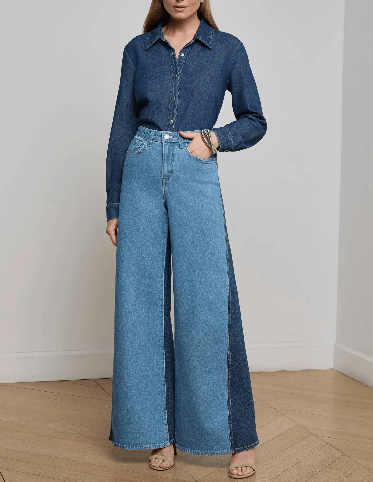 L??AGENCE Beau T-Seam Wide Leg Jeans in Paso Chill Friendly