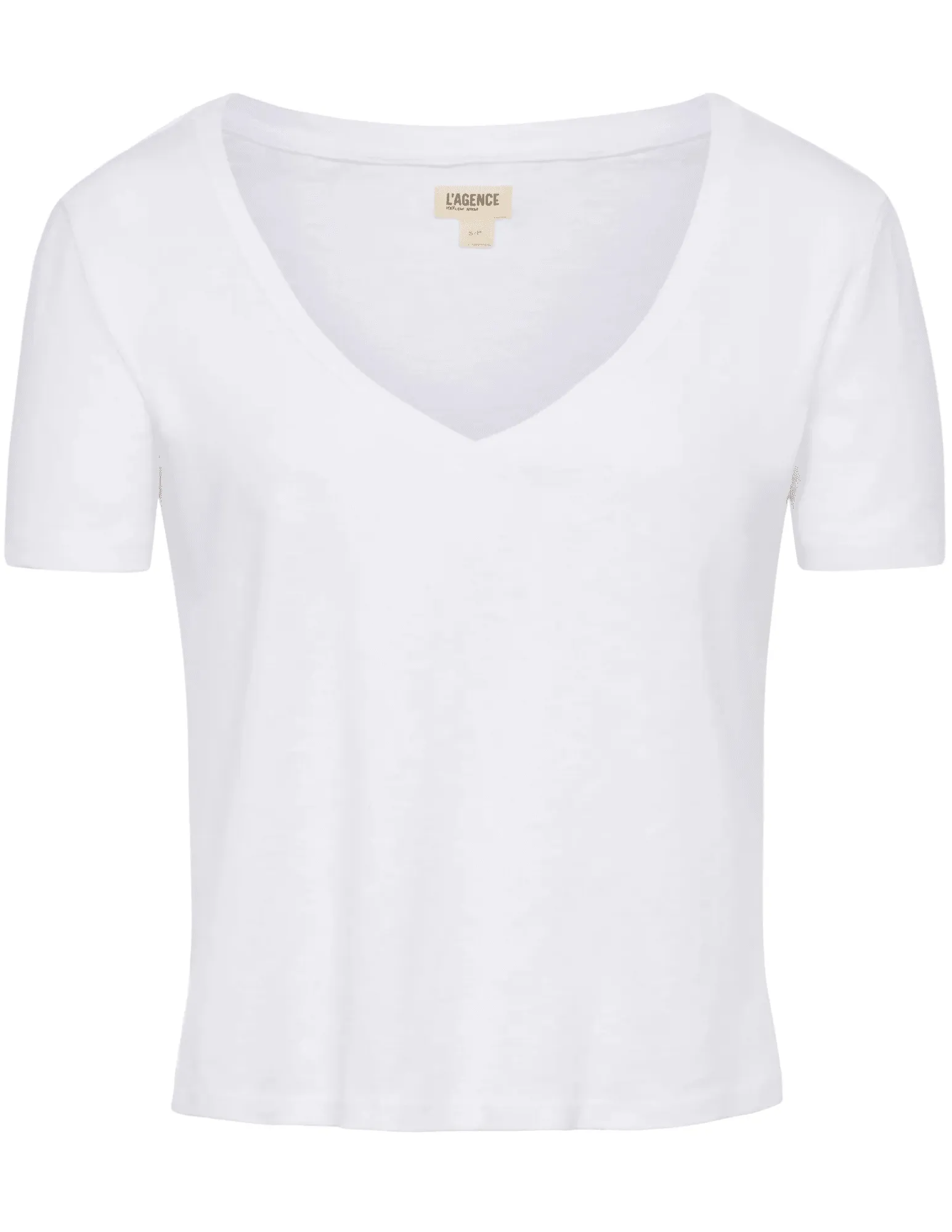 L'AGENCE Carly Short Sleeve V-Neck Tee LowImpactDye
