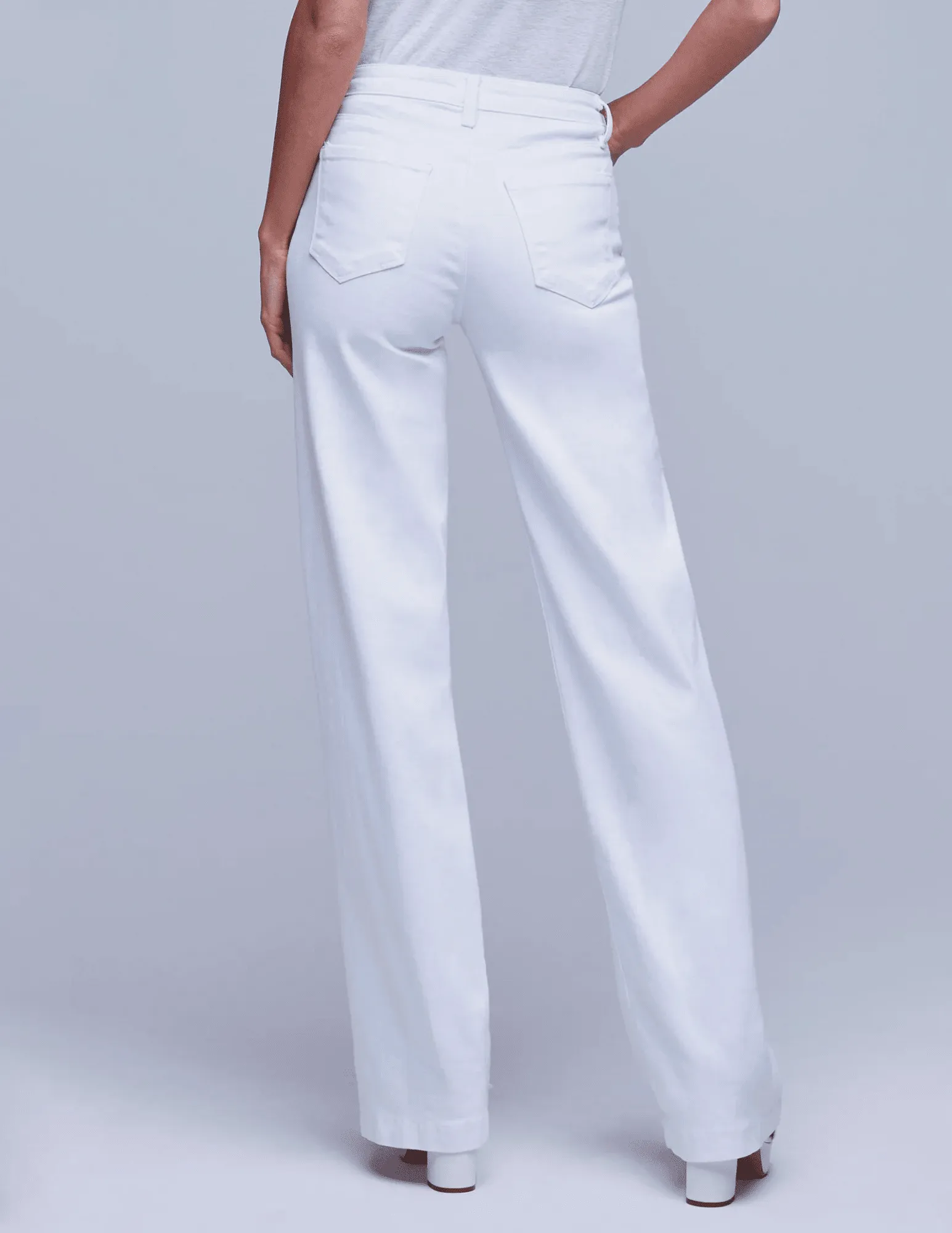 L'Agence Clayton High Rise Wide Leg Jeans in Blanc Daily Musthave Stylish Casual