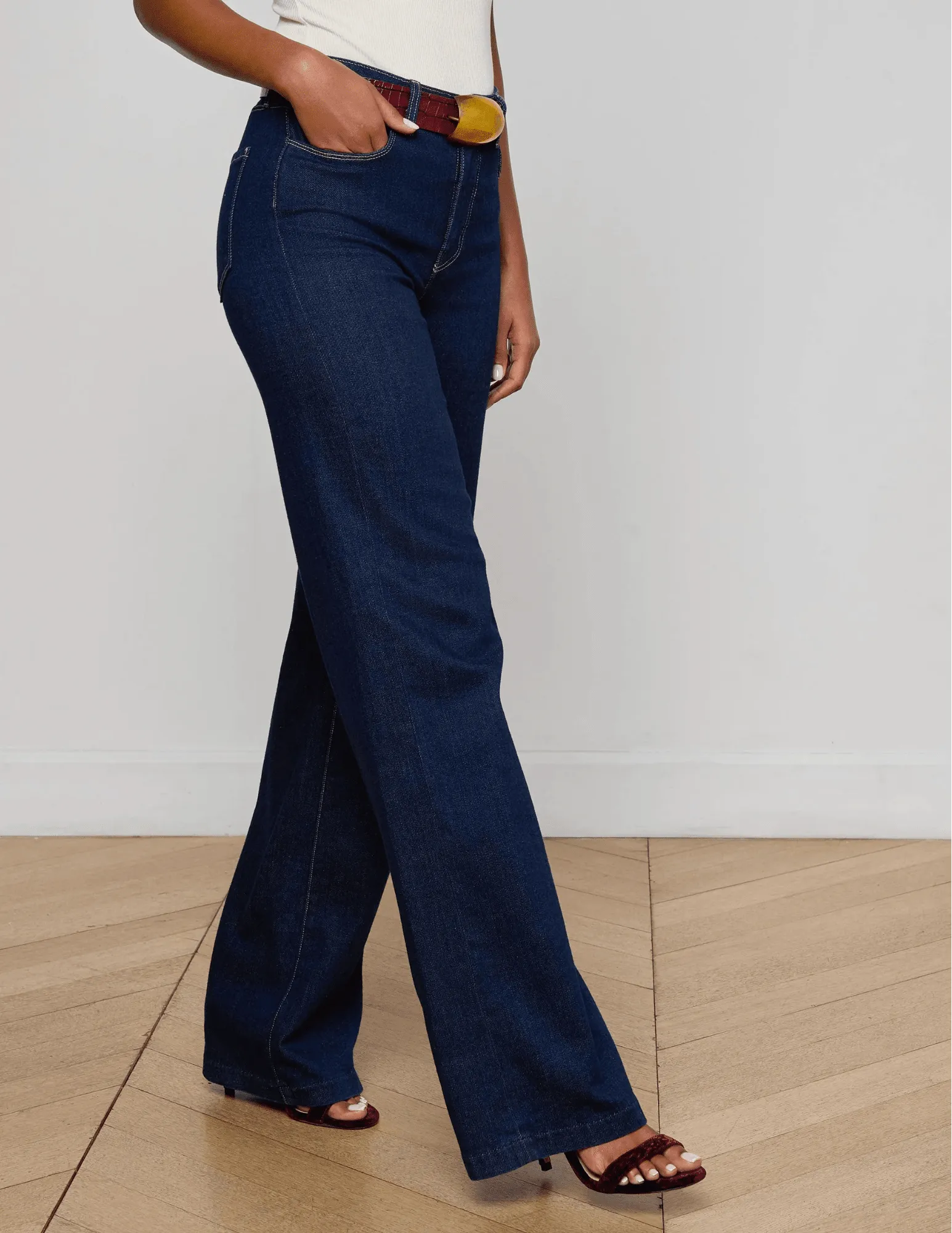 L'AGENCE Clayton High Rise Wide Leg Jeans in Koval Timeless Appeal