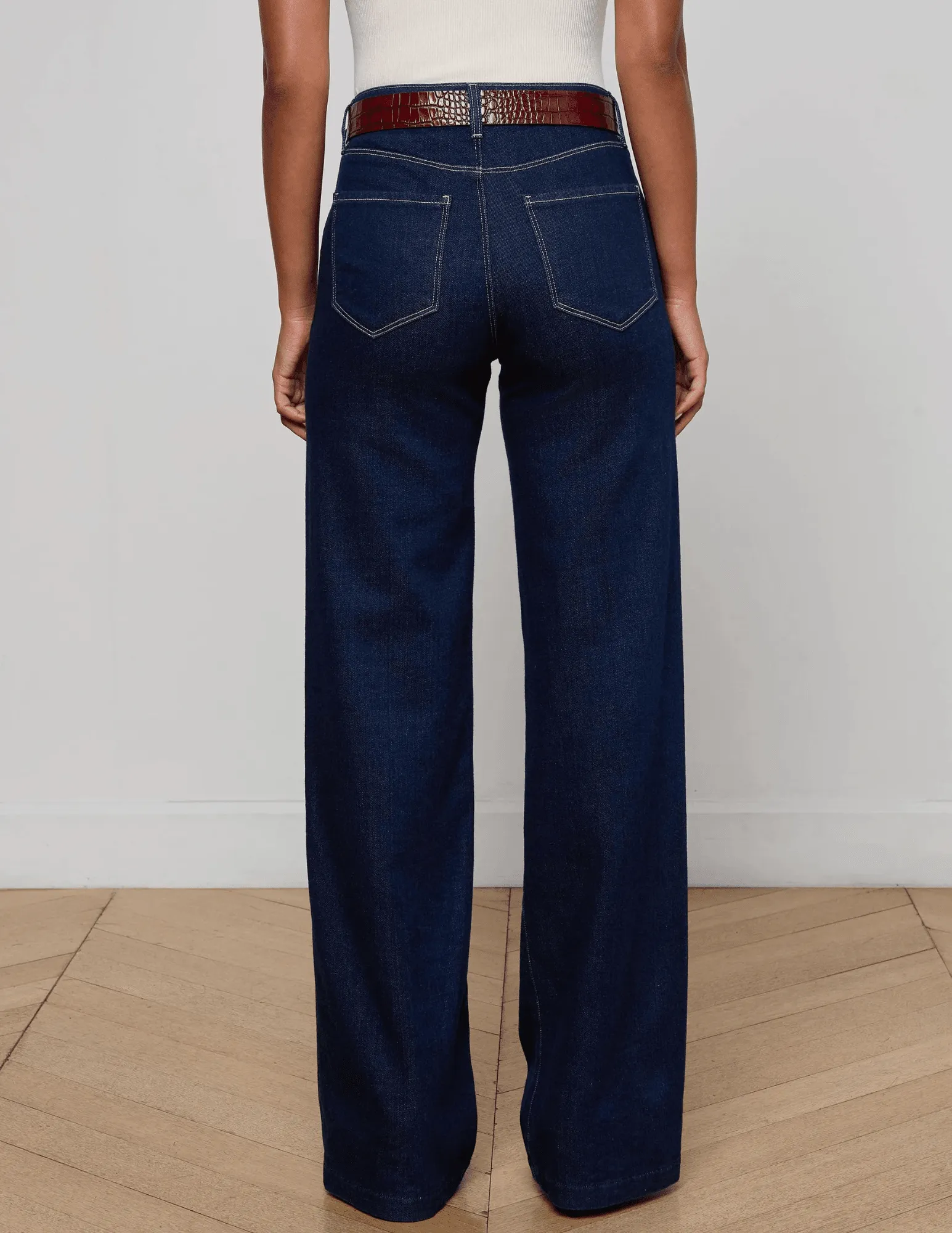 Non Fade Fabric Athlete Fit Elegant L'AGENCE Clayton High Rise Wide Leg Jeans in Koval