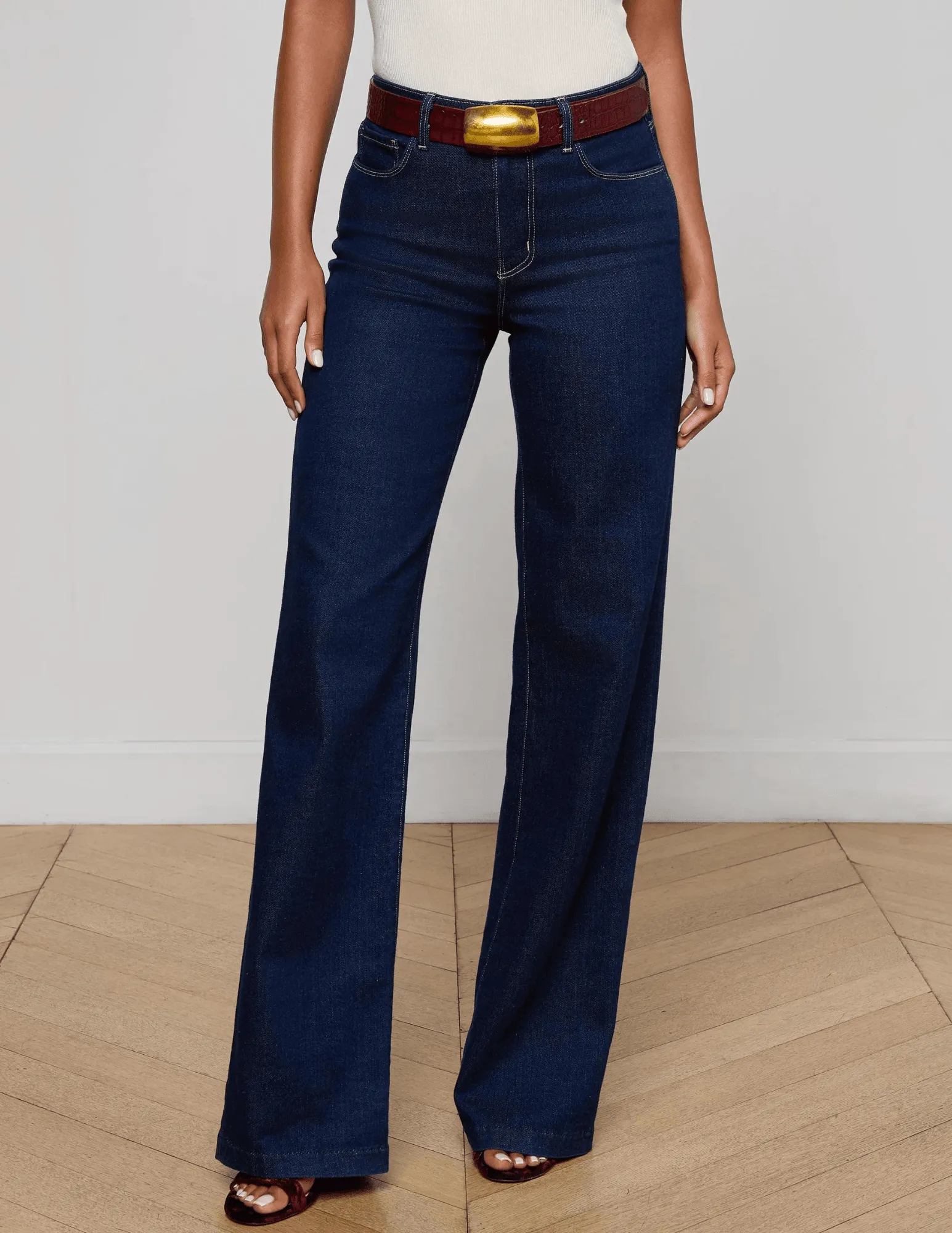L'AGENCE Clayton High Rise Wide Leg Jeans in Koval Sharp Silhouette