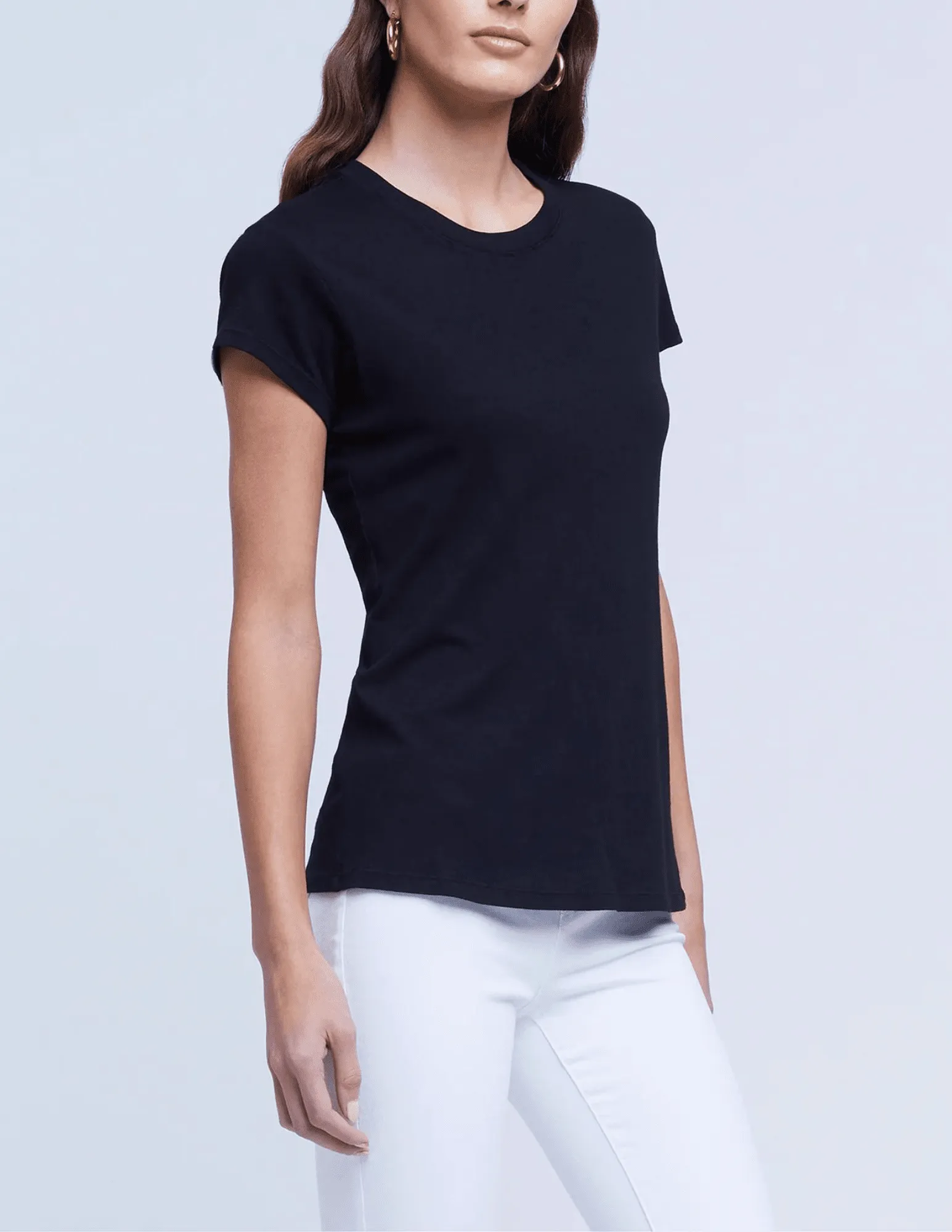 Ribbed collar L'Agence Cory Short Sleeve Tee