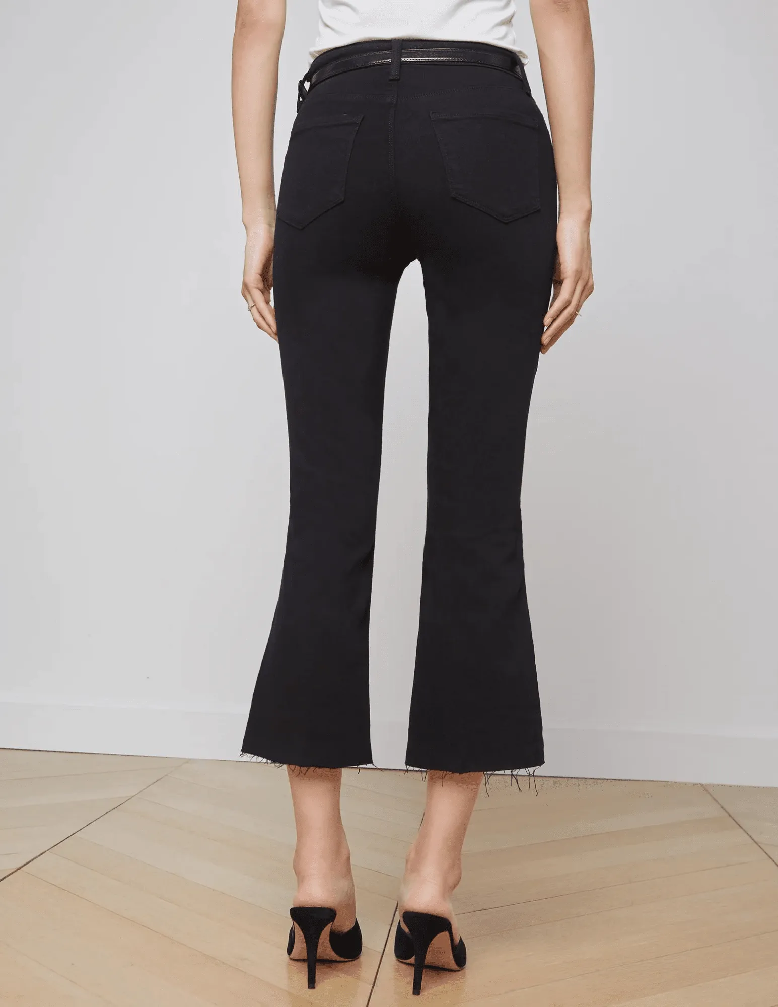 Premium Denim Wearable Piece L'AGENCE Kendra High Rise Crop Flare Jeans In Black