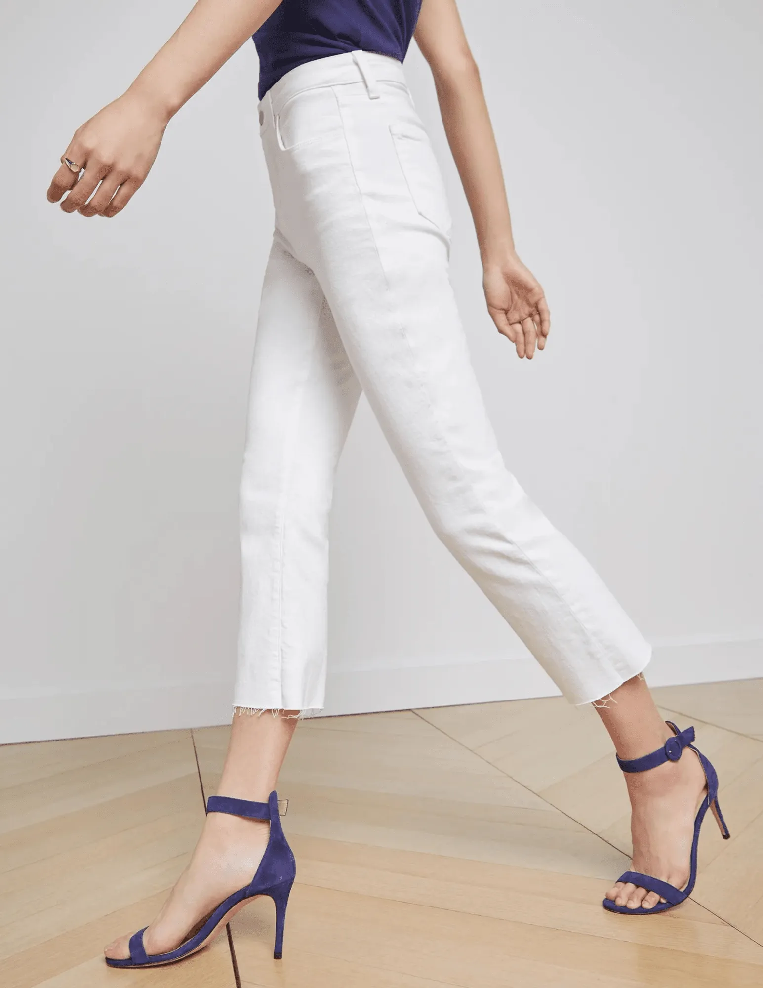 Easy Match L'AGENCE Kendra High Rise Crop Flare Jeans In Blanc