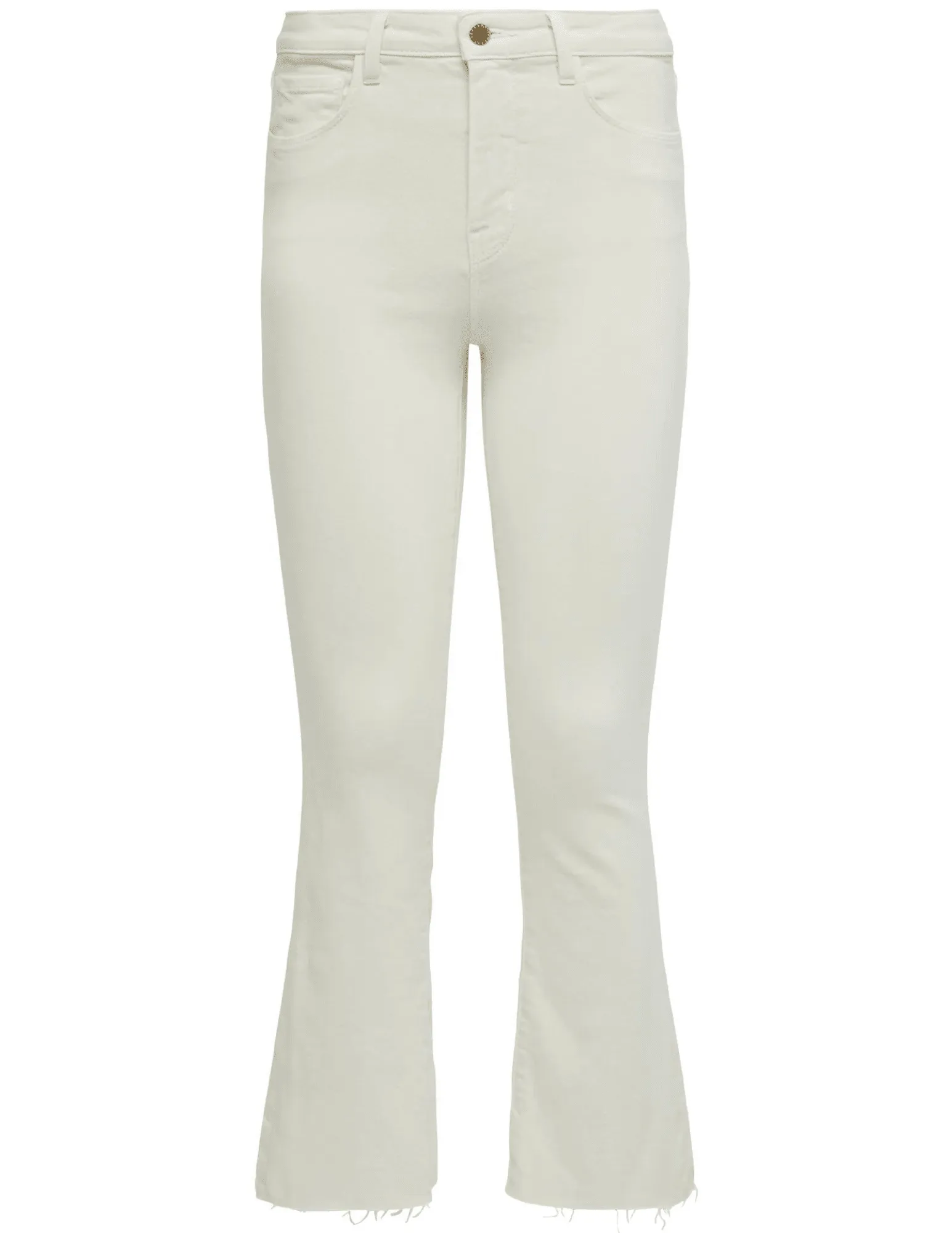 Multi Pocket Design Softened Seams L'AGENCE Kendra High Rise Crop Flare Jeans In Vintage White
