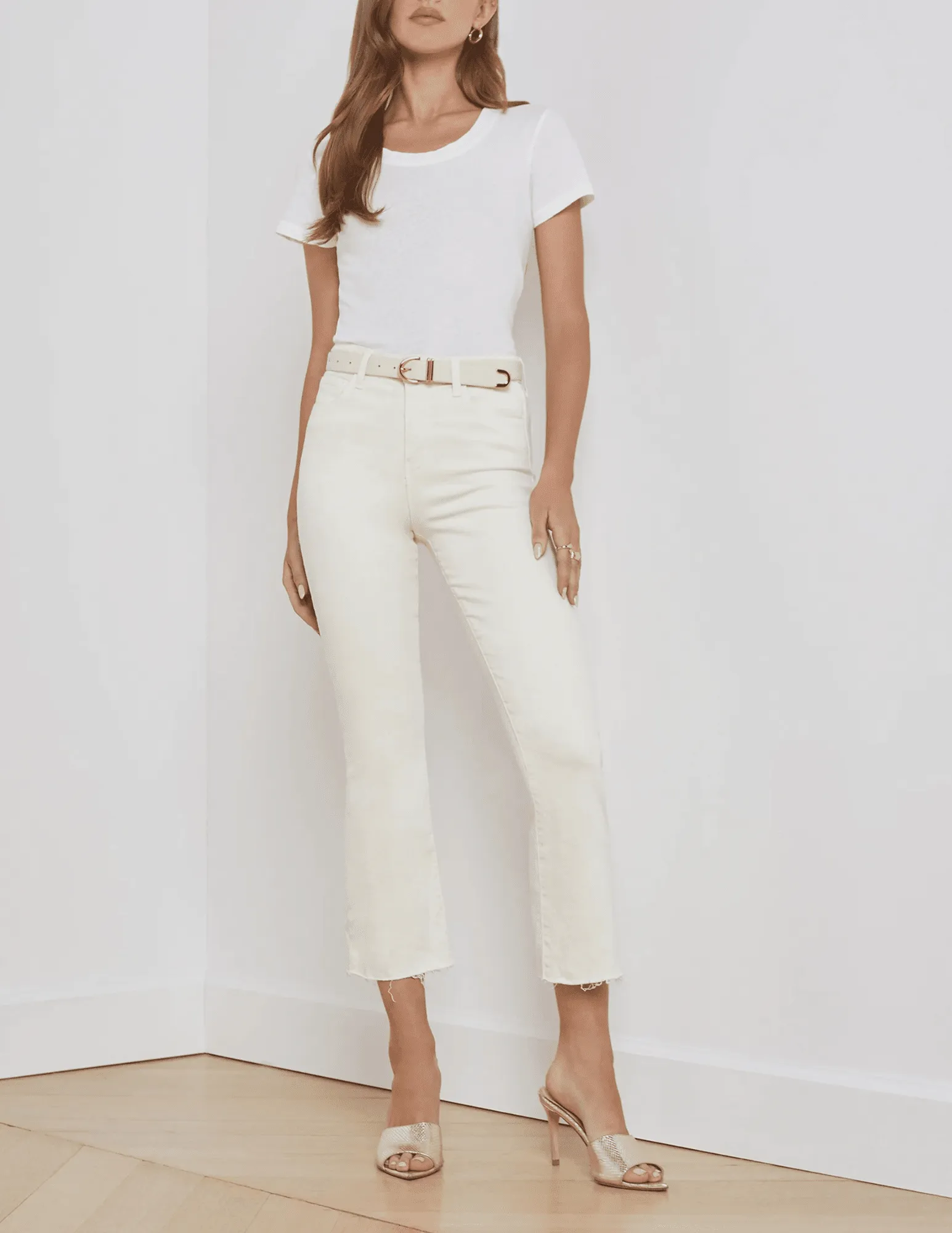 Leisure Wear L'AGENCE Kendra High Rise Crop Flare Jeans In Vintage White