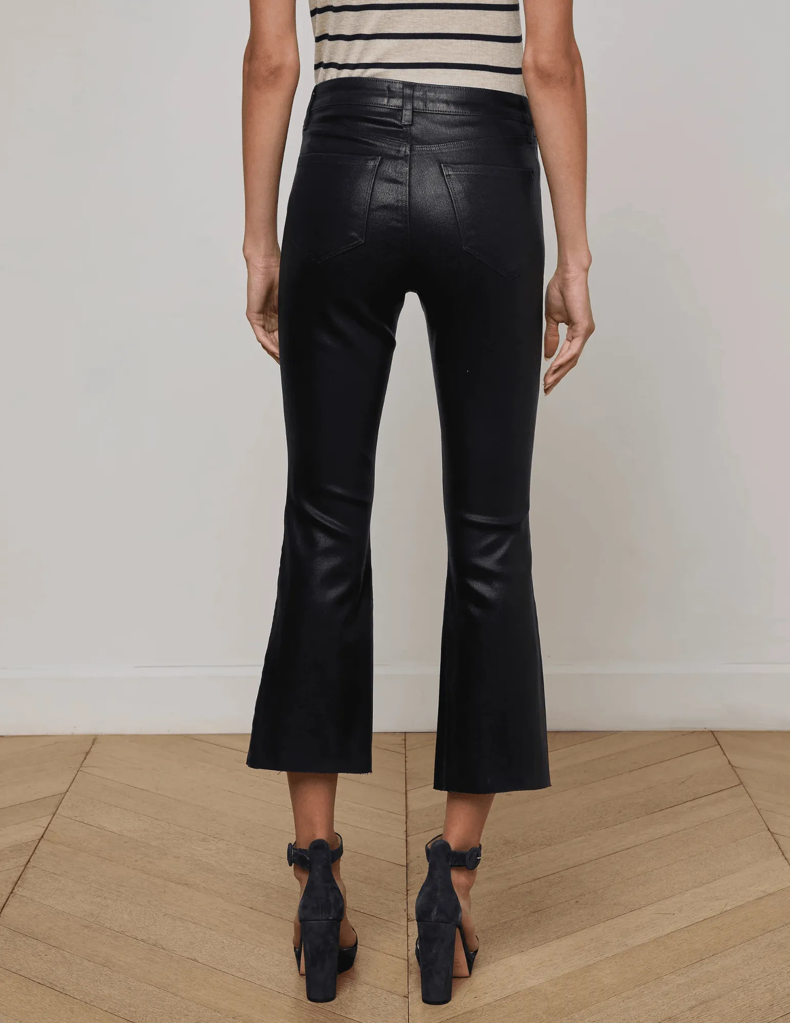 L'AGENCE Kendra High Rise Cropped Coated Jeans in Metro Coated Fit Layer Slim Holiday Vibes Teen Outfit
