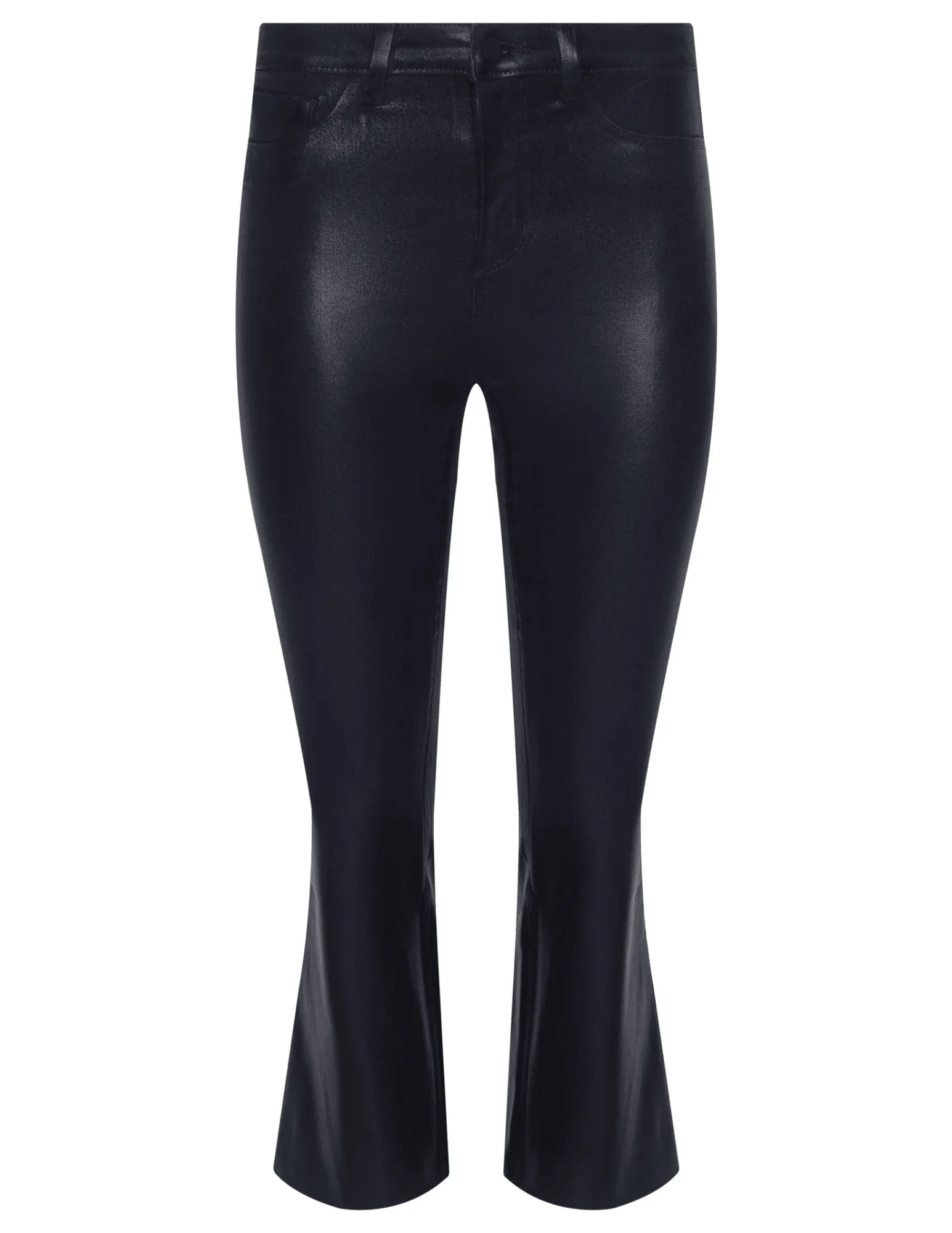 Flat Lock Stitching L'AGENCE Kendra High Rise Cropped Coated Jeans in Metro Coated