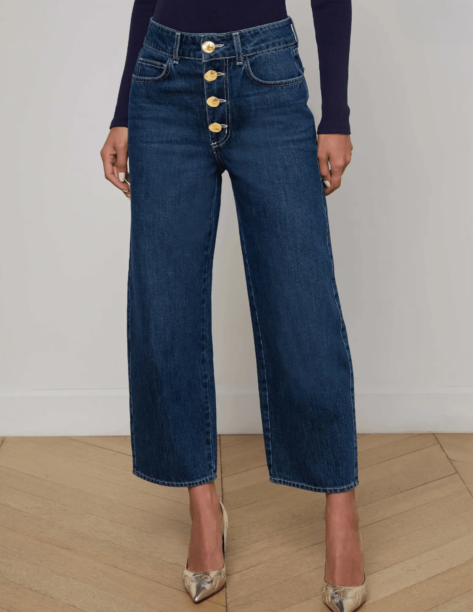 Modern Winter Warmth Loose Casual Dressing L??AGENCE Liora High Rise Cropped Jeans in Rampart