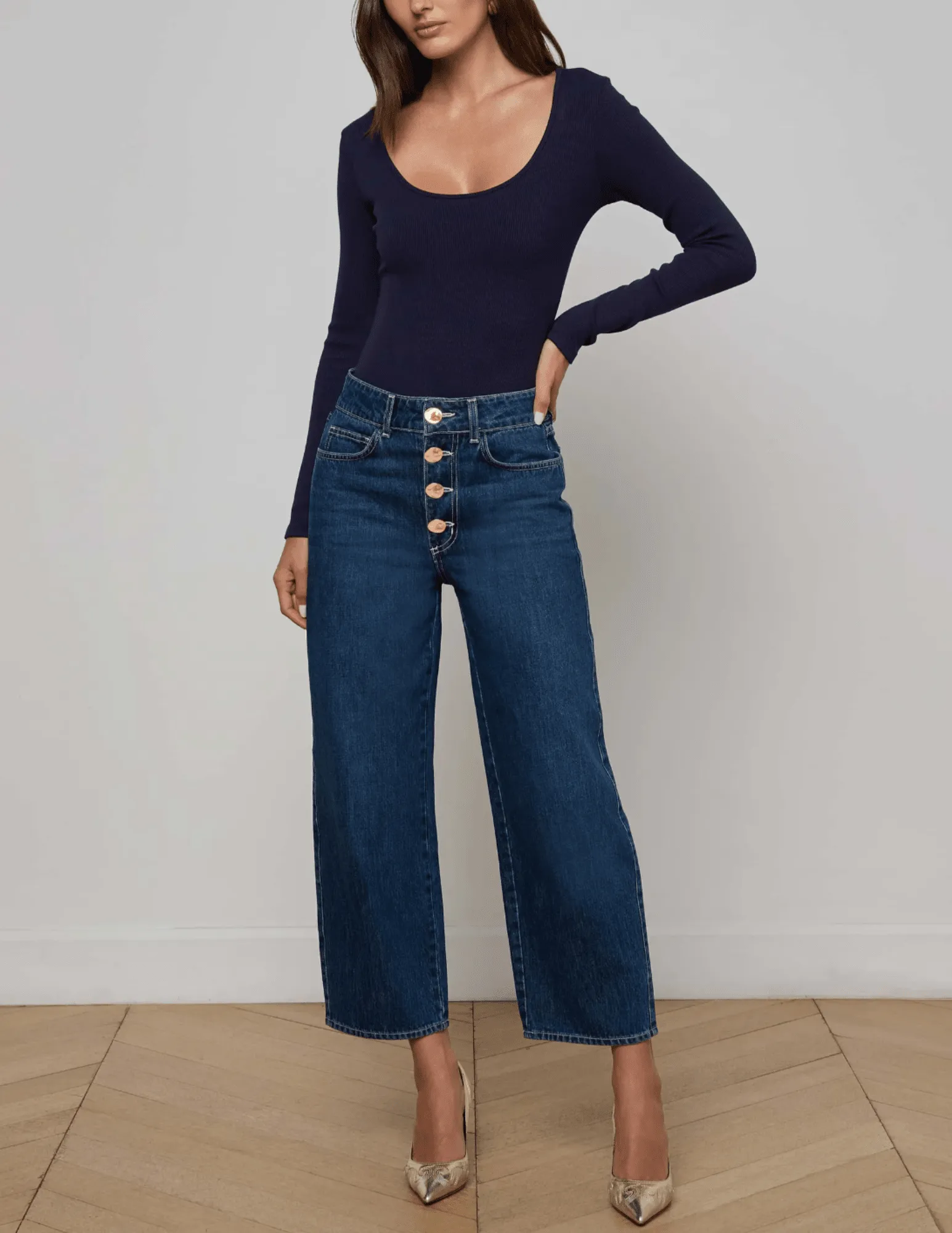 L??AGENCE Liora High Rise Cropped Jeans in Rampart Youth Style Office Wear
