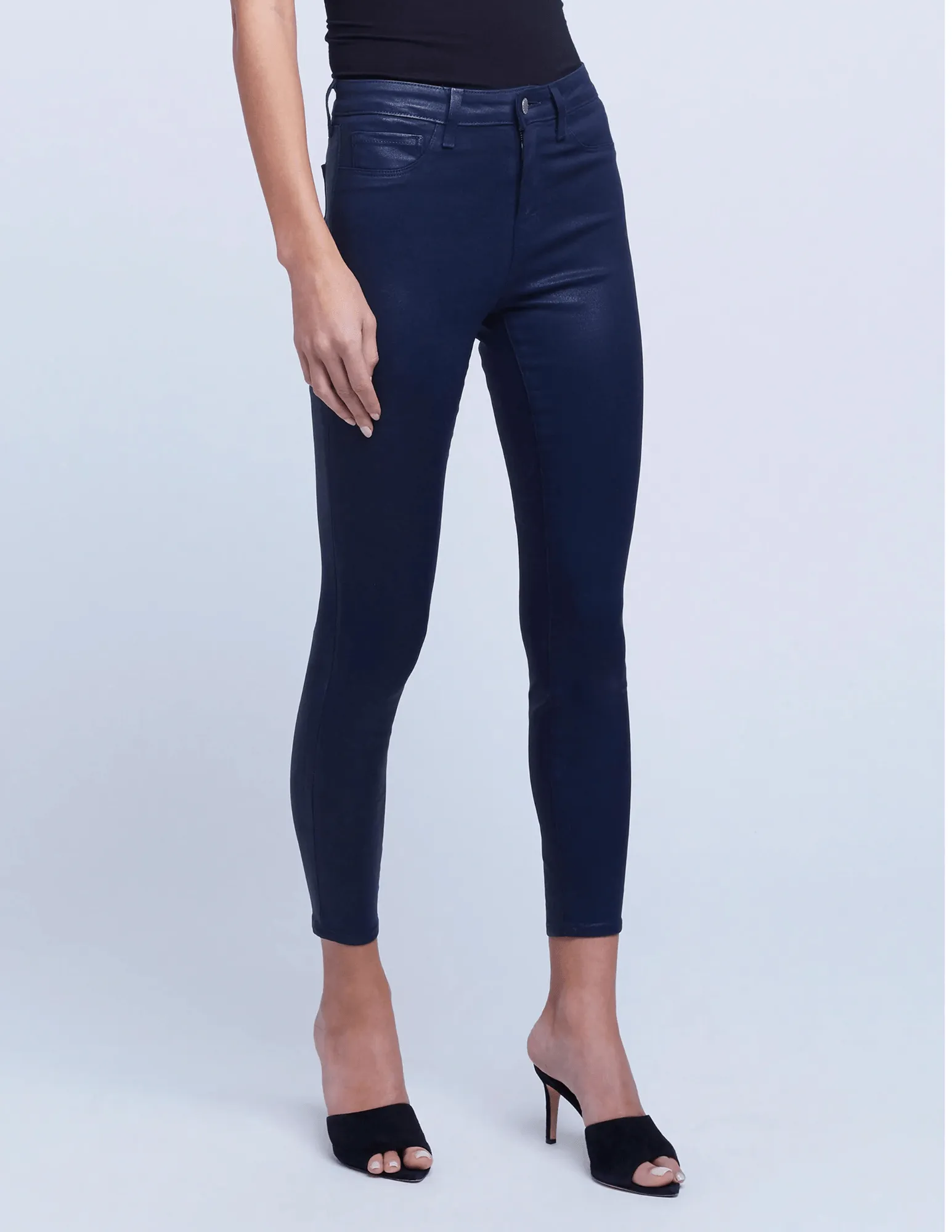 Popular Option Traveler Gear Bold Look L'AGENCE Margot High Rise Coated Jeans In Navy Coated