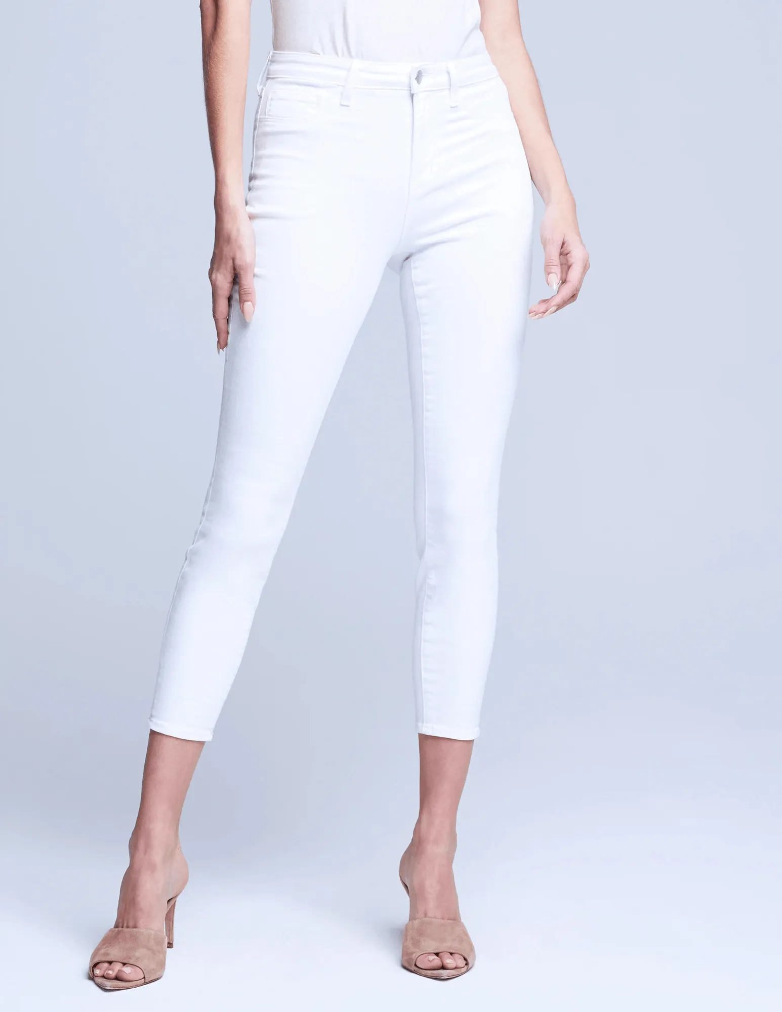 L'AGENCE Margot High Rise Skinny Jean in Blanc Formal Fashion Lover