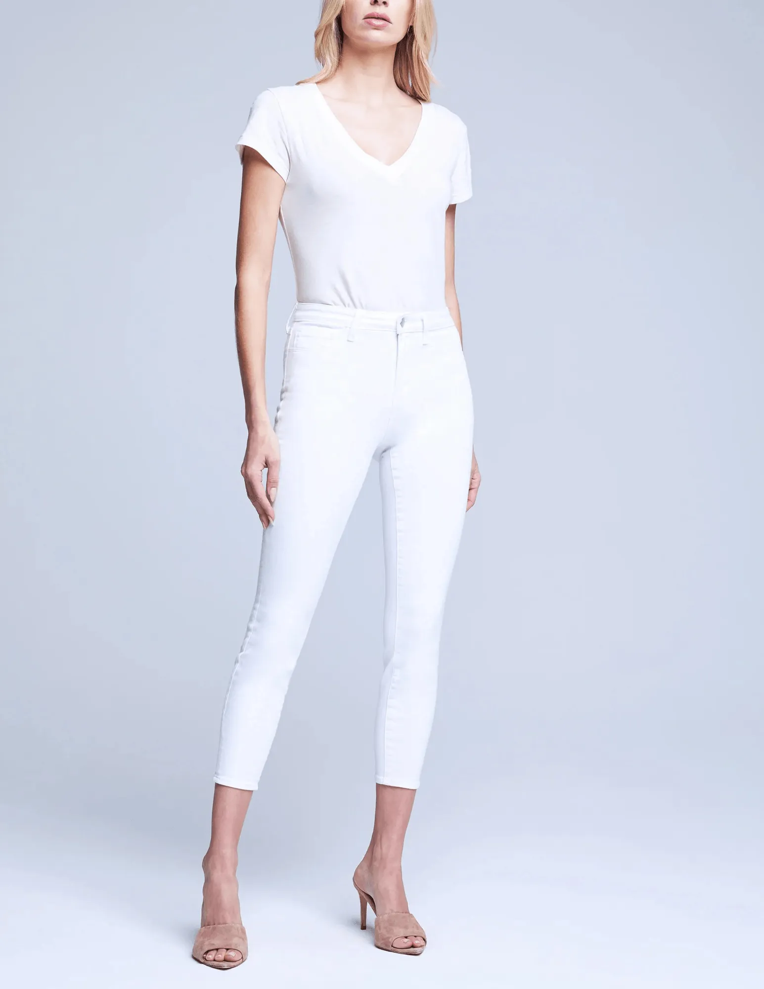 Popular Style Easy Layering L'AGENCE Margot High Rise Skinny Jean in Blanc