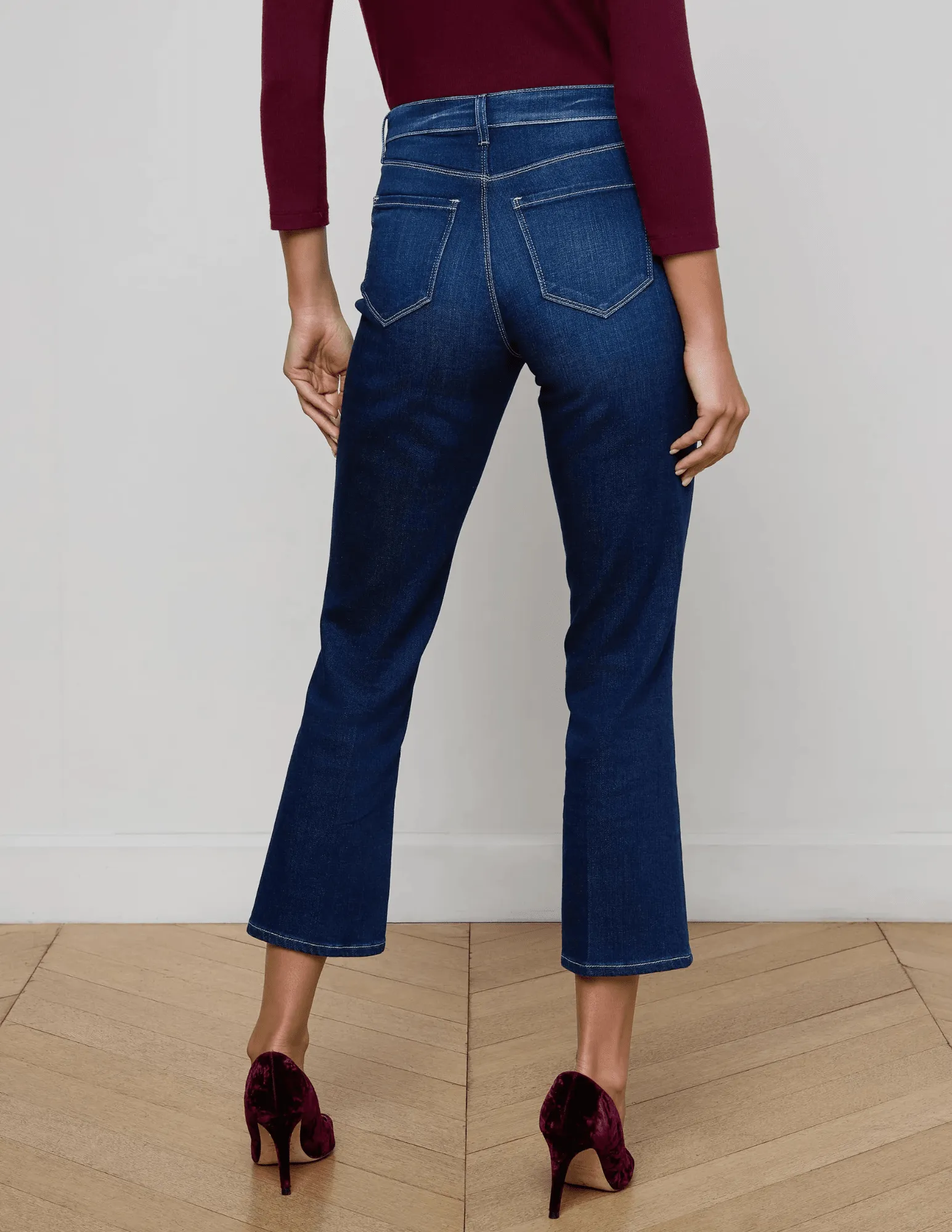 L'Agence Noya Cropped Slim Flare Jeans in Sterling Vibrant Fashion Lover