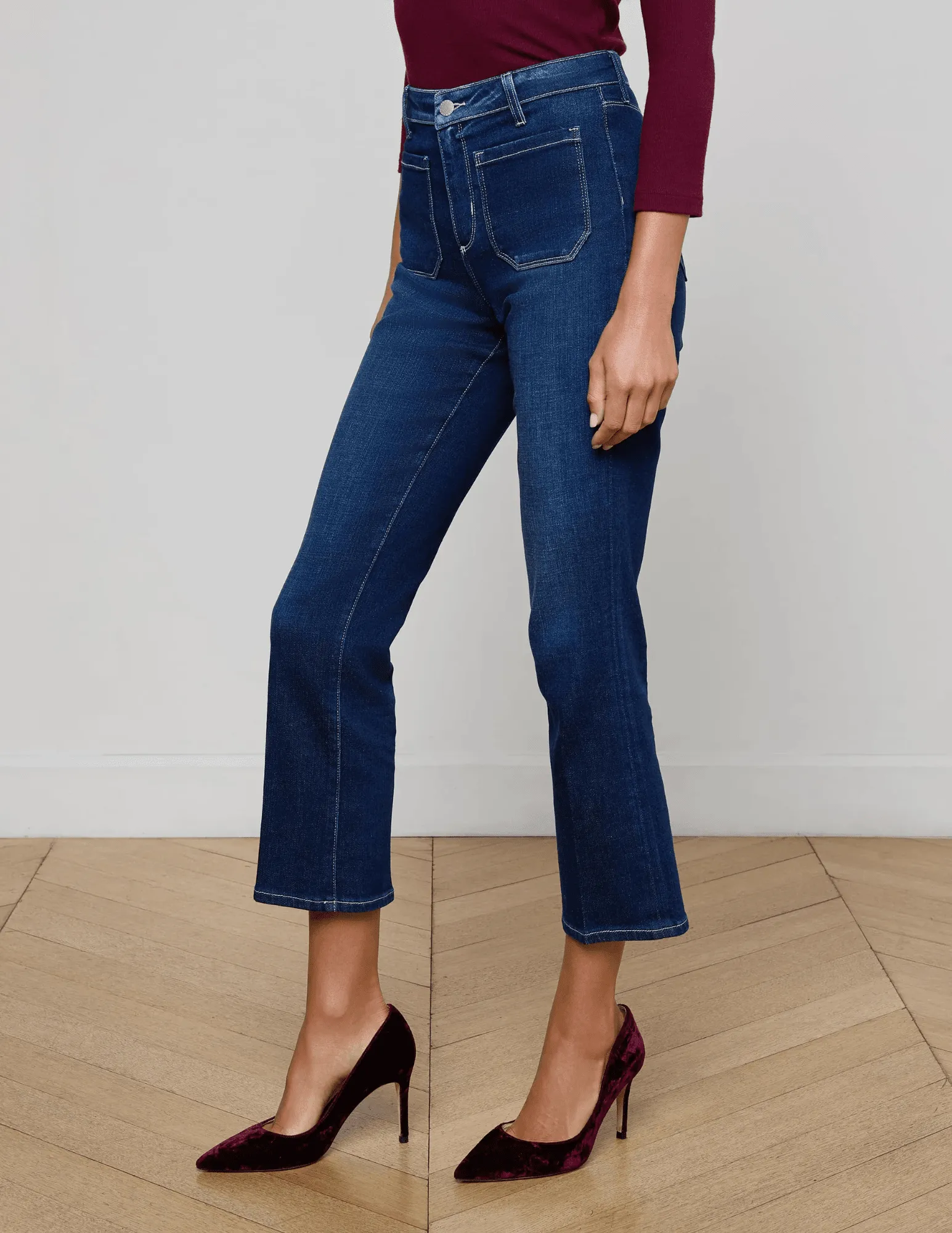 Edgy Design Outfit Ease L'Agence Noya Cropped Slim Flare Jeans in Sterling