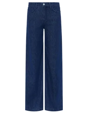 L??AGENCE Quincy High Rise Ultra Wide Leg Jeans in Ebony Stripe Essential Tone Water Efficient Wash Process L??AGENCE Quincy High Rise Ultra Wide Leg Jeans in Ebony Stripe