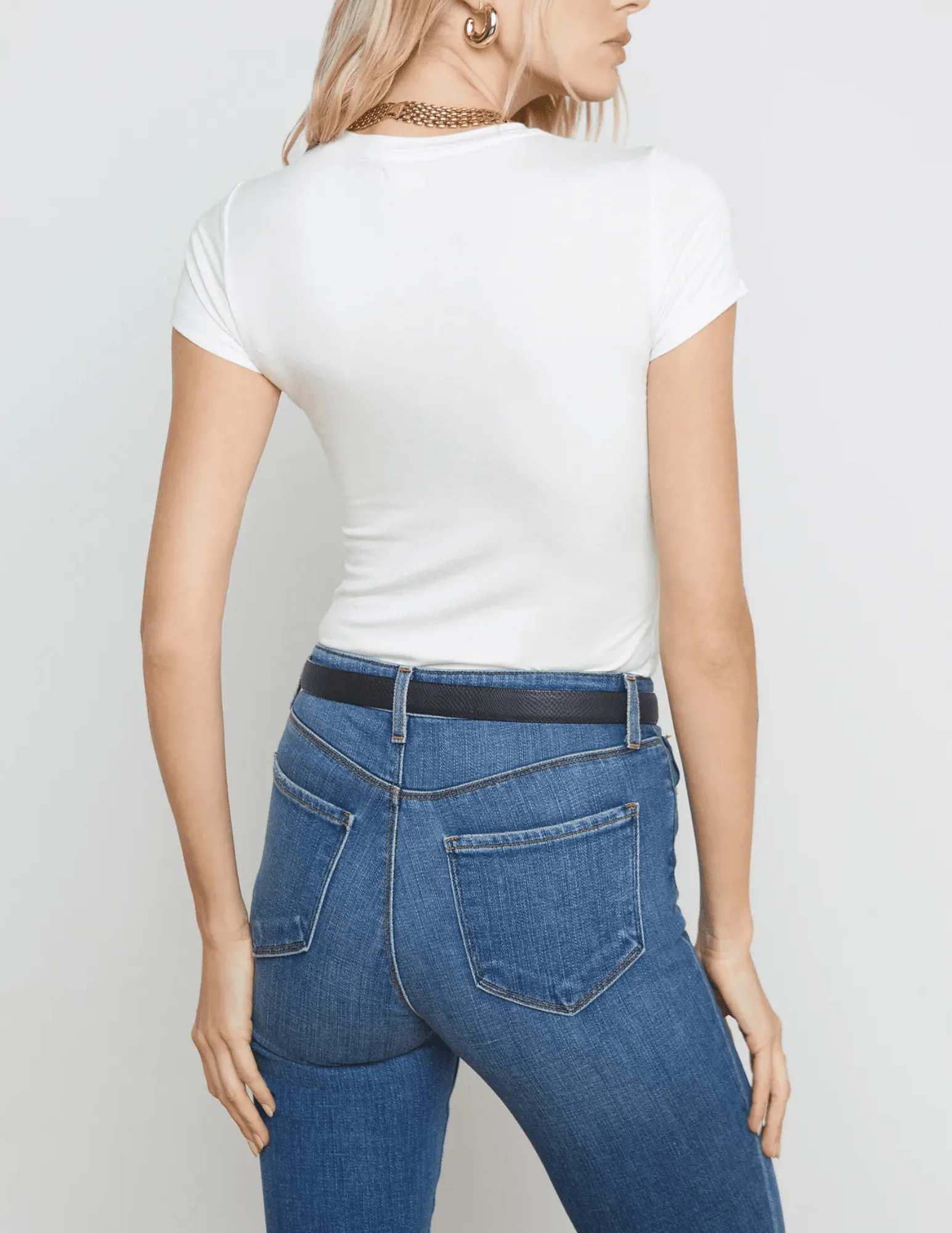 V-Neck Comfort and Breathable L'Agence Ressi Crew Neck Tee