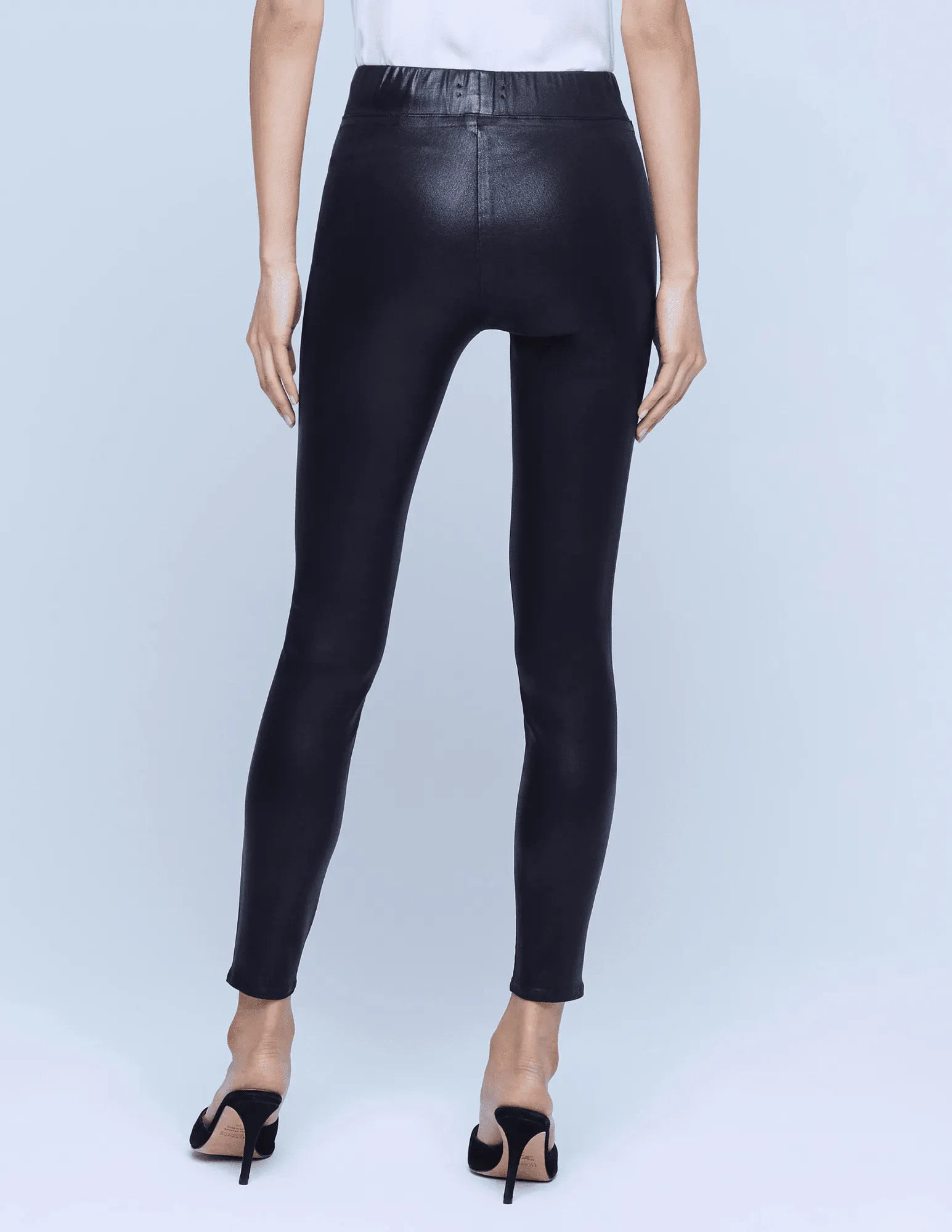 Fade Resistant Finish L'AGENCE Rochelle Coated Pull On Jean In Noir Coated
