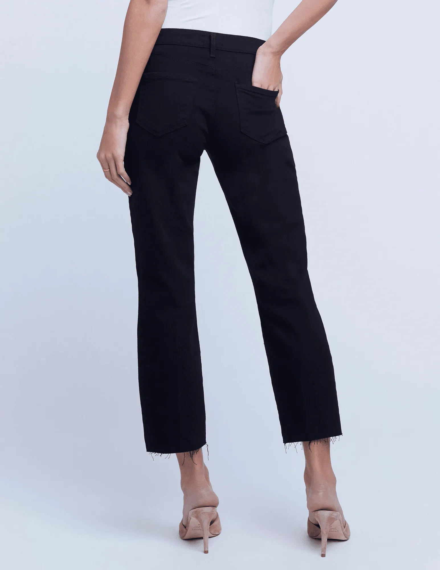 L'AGENCE Sada High Rise Cropped Slim Jeans In Black Work Meeting Weekend Style Streetwear Fan Modern Winter Warmth Loose