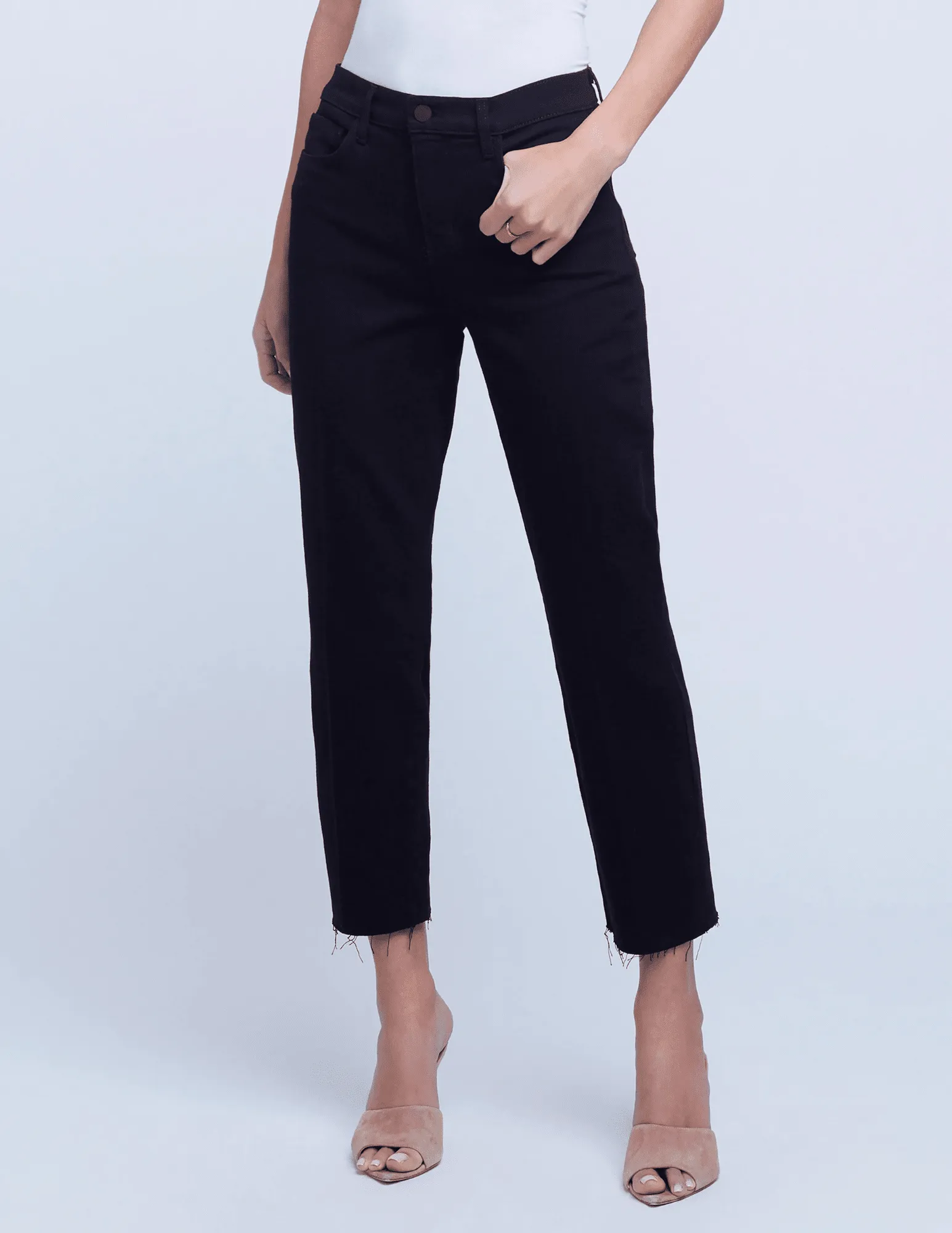 Beach Day Versatile Soft L'AGENCE Sada High Rise Cropped Slim Jeans In Black