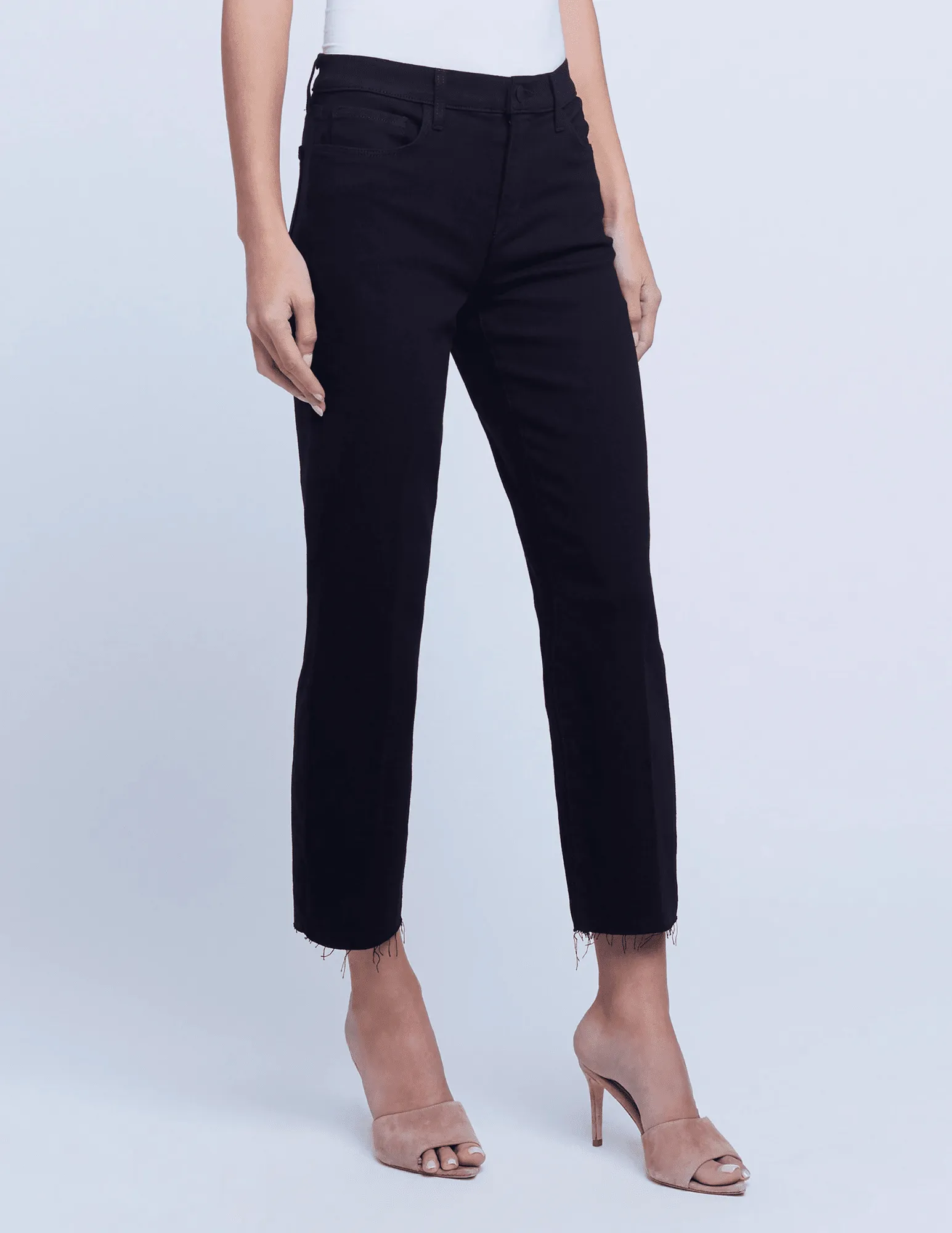 Nature Lover Party Look Chic Design Style L'AGENCE Sada High Rise Cropped Slim Jeans In Black