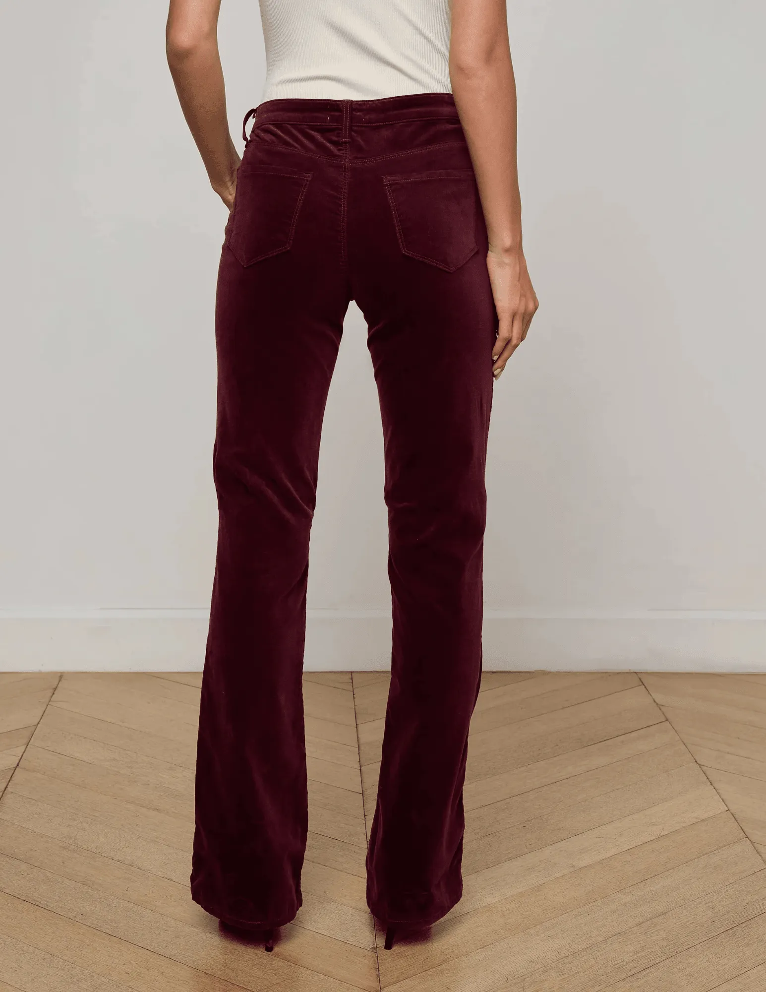 Easywear Style L'AGENCE Stevie Velvet Jeans in Dark Port