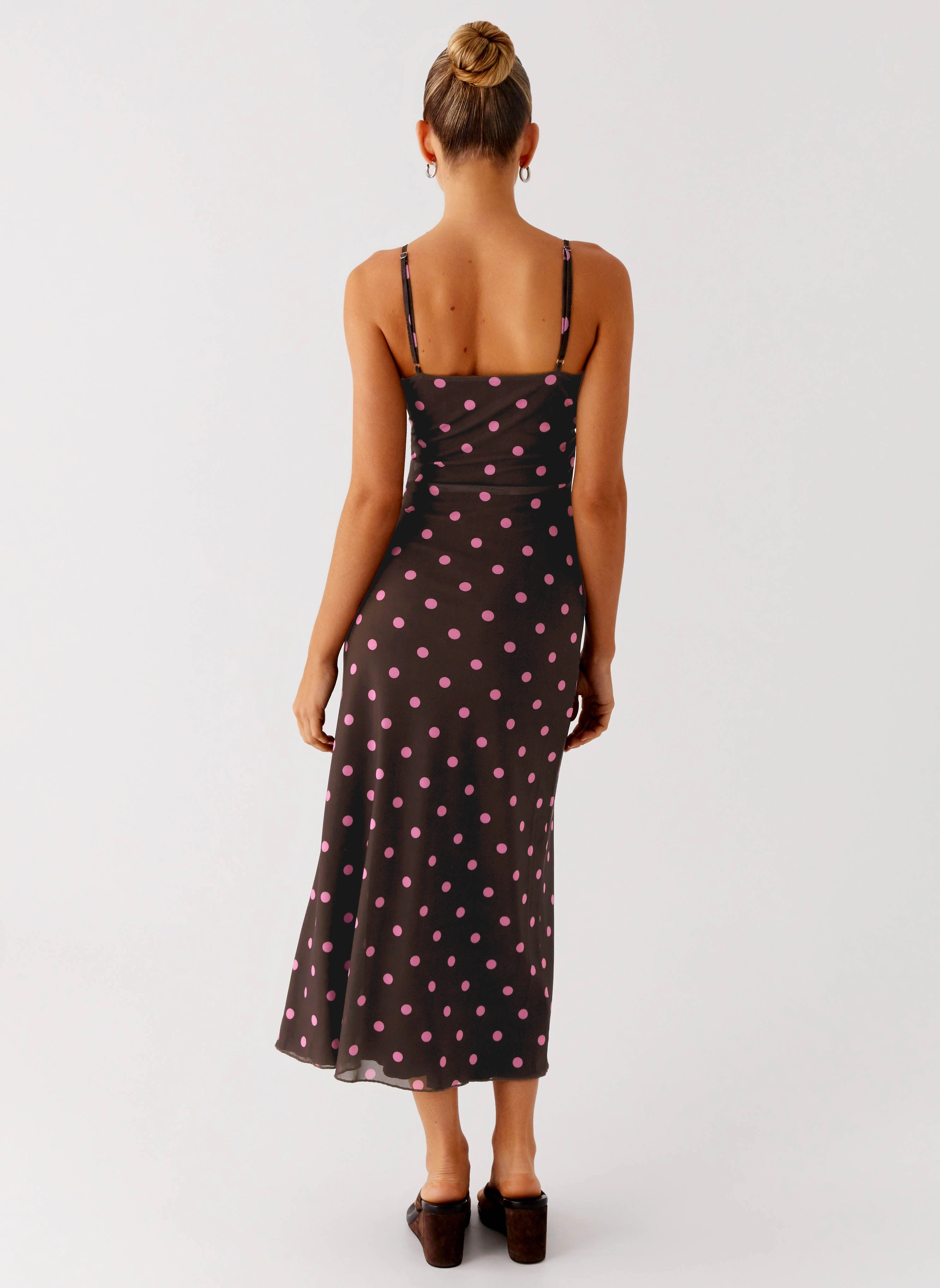 Latto Midi Dress - Chocolate Strawberry Dot Lightweight-Lining