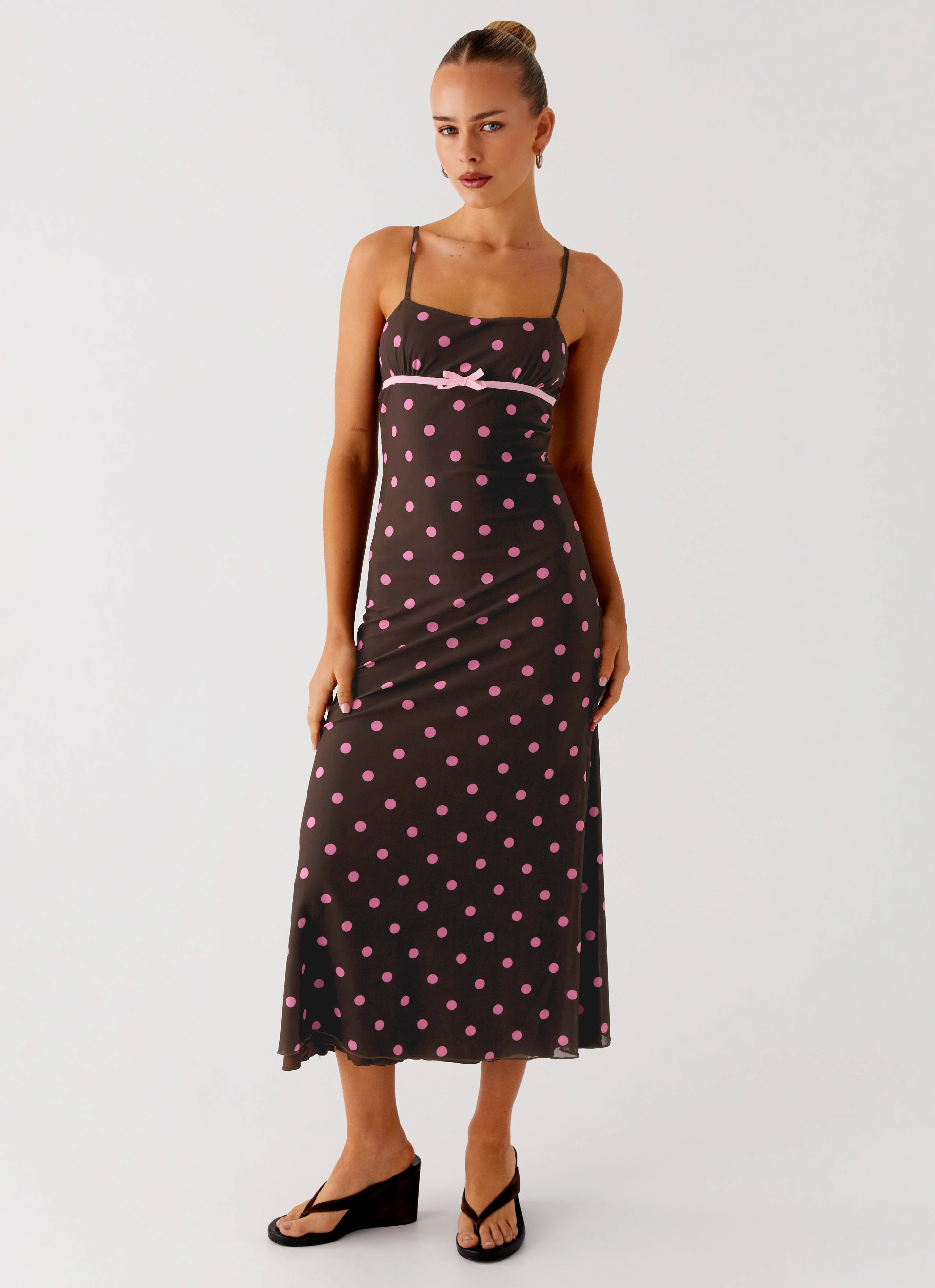 Latto Midi Dress - Chocolate Strawberry Dot Nordic Calm