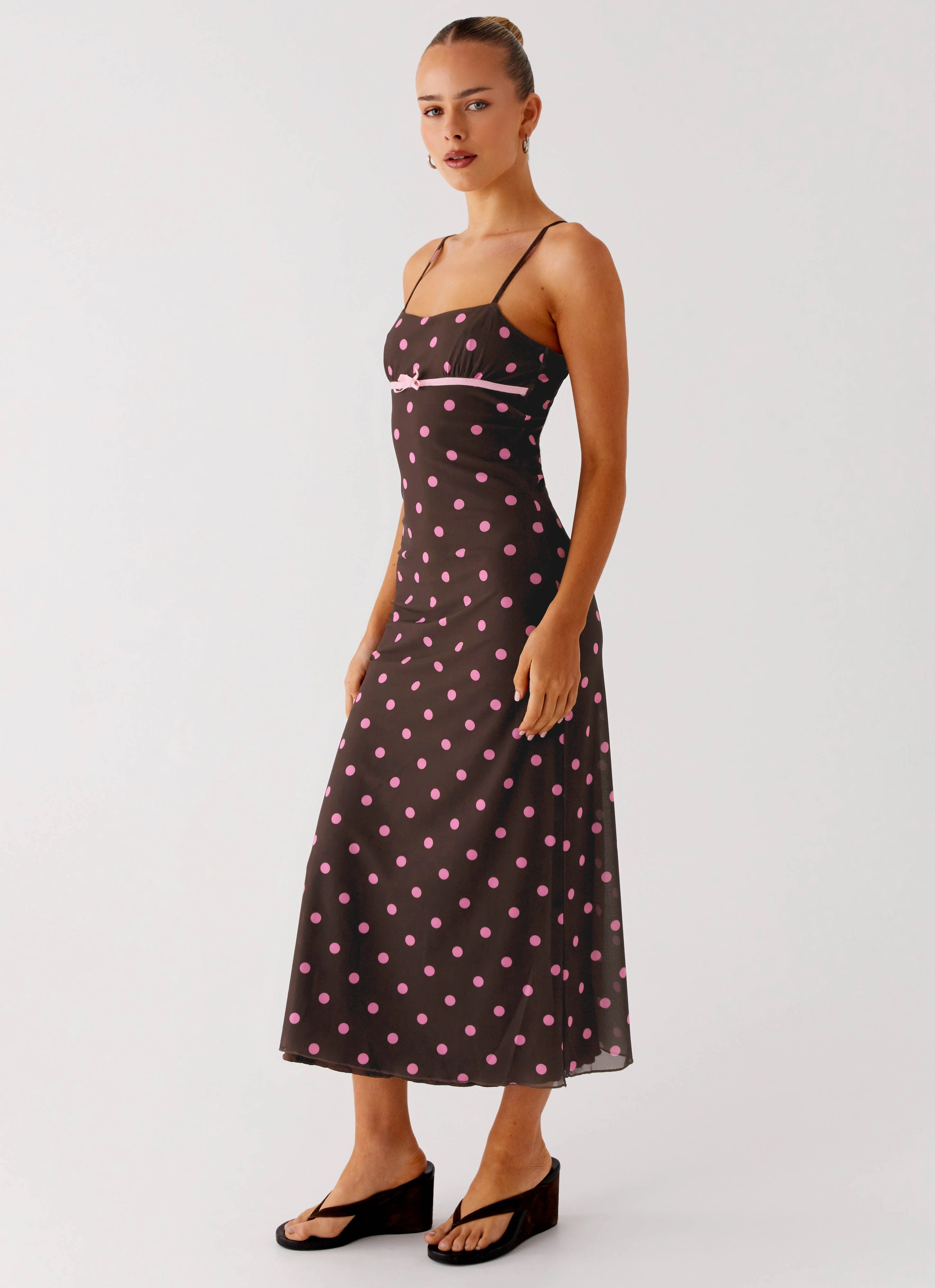 Latto Midi Dress - Chocolate Strawberry Dot Beachwear cut out