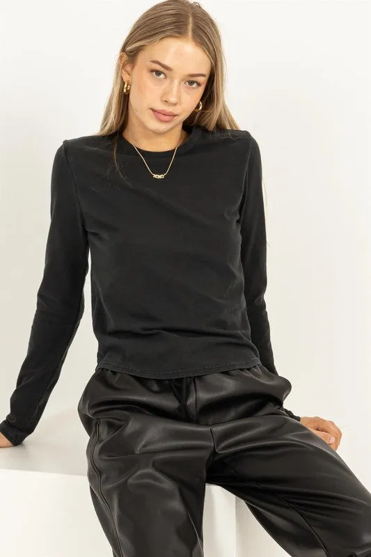 Versatile Trend Chic Casual Wear LAURA LONG SLEEVE ROUND HEM TOP