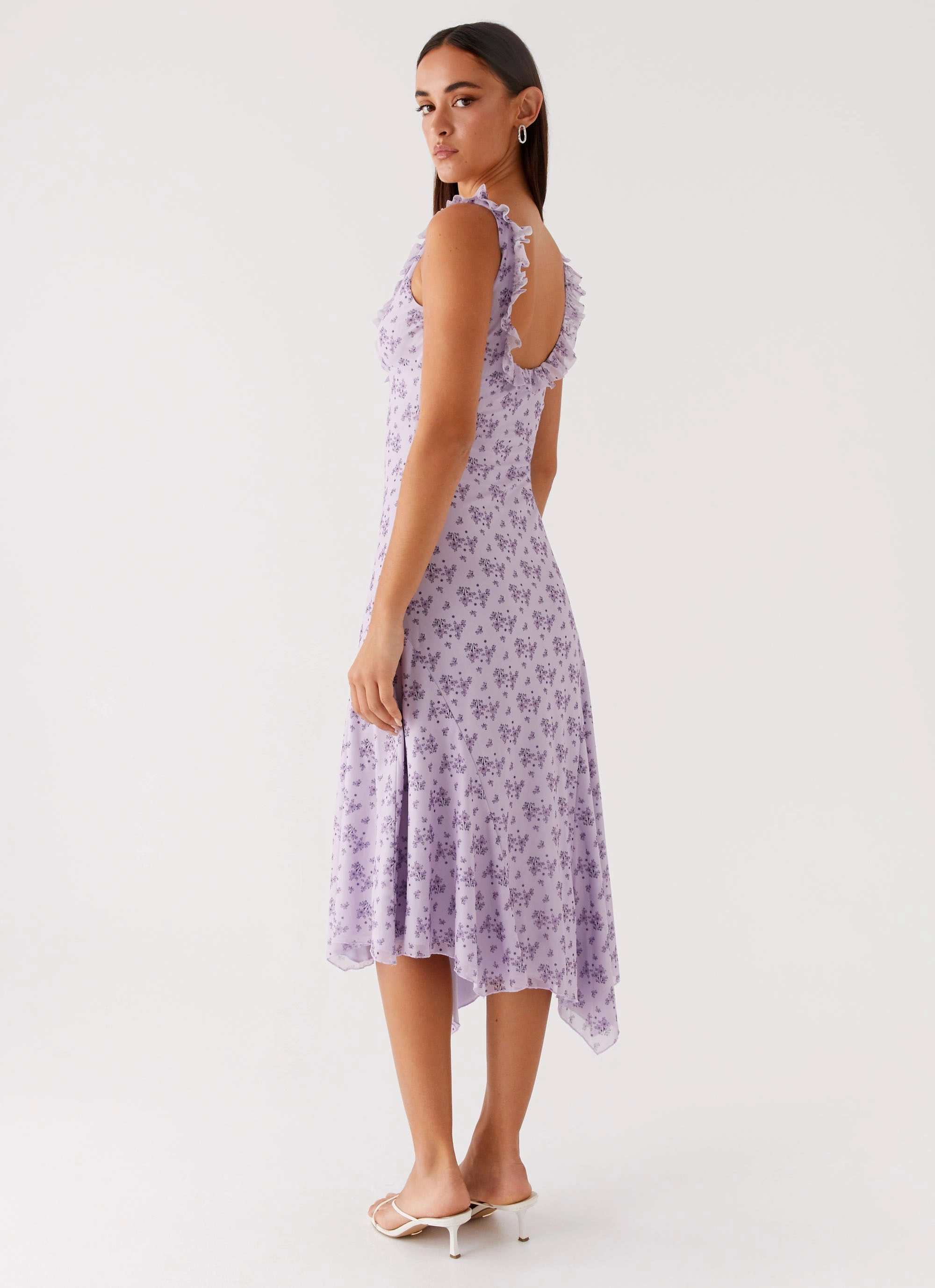 Asteri Midi Dress - Lavender Meadow Empire Waist