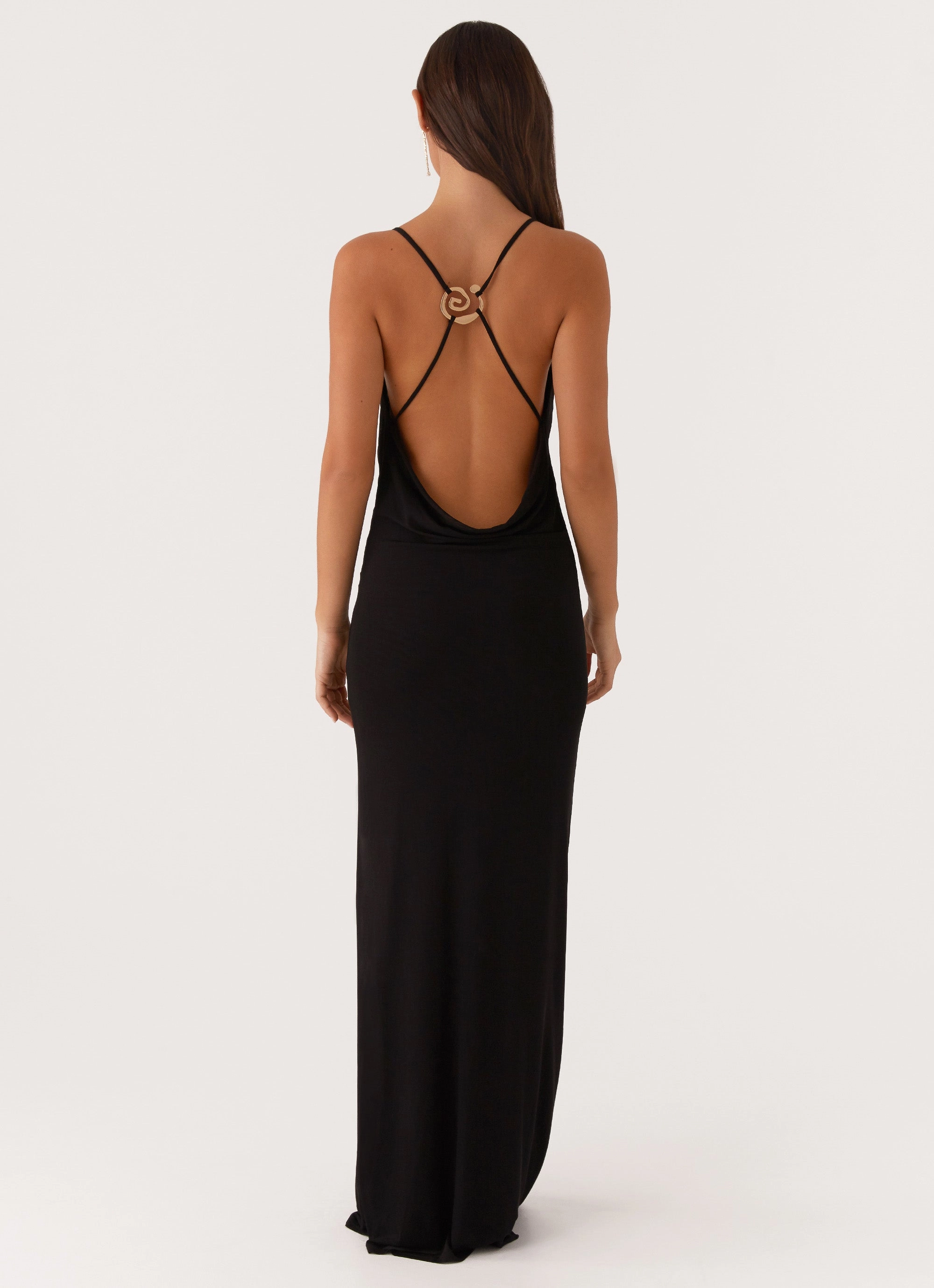 Sleek Design Game Player Maxi Dress - Black
