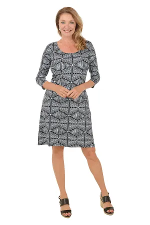Layered Style Soundwaves 3/4 Sleeve A-Line Dress Soundwaves 3/4 Sleeve A-Line Dress Relaxing Style Premium Material