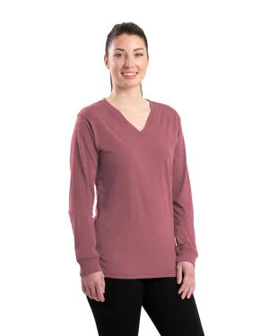 Layering Staple Berne Womens Performance V-Neck Mauve Cotton Blend L/S T-Shirt Berne Womens Performance V-Neck Mauve Cotton Blend L/S T-Shirt Easy Comfort
