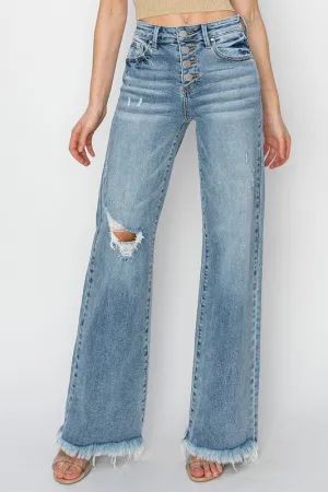 Leah Mid Rise Button Down Wide Leg Jeans Sleek Craft Flawless Look Leah Mid Rise Button Down Wide Leg Jeans