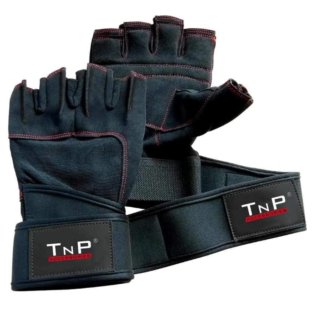 Leather Gloves with Wrist Wraps HFG-147.4A - Medium