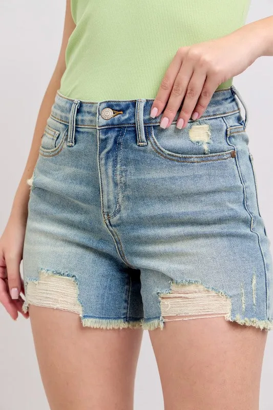 Lenny Vintage Wash Fly Stitch Detail & Destroy Shorts S-XL Style Daily Lightweight Material