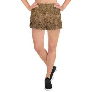 Leopard Women's Shorts, Animal Print Athletic Short Shorts With Pockets For Women-Made in EU