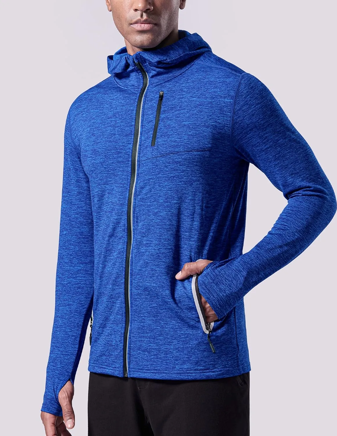 Liberty Imports 2-Pack Mens Zip-Up Hoodies with Zipper Pockets, Lightweight Fleece Sweatshirts for Running Casual Activewear