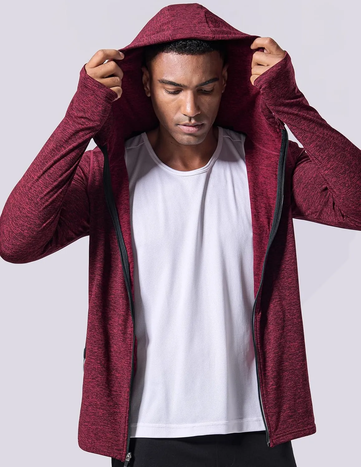 Liberty Imports 2-Pack Mens Zip-Up Hoodies with Zipper Pockets, Lightweight Fleece Sweatshirts for Running Casual Activewear