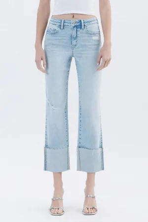 Lidia High Rise Cuffed Crop Straight Jeans Rugged Piece Lidia High Rise Cuffed Crop Straight Jeans Soft Stretch