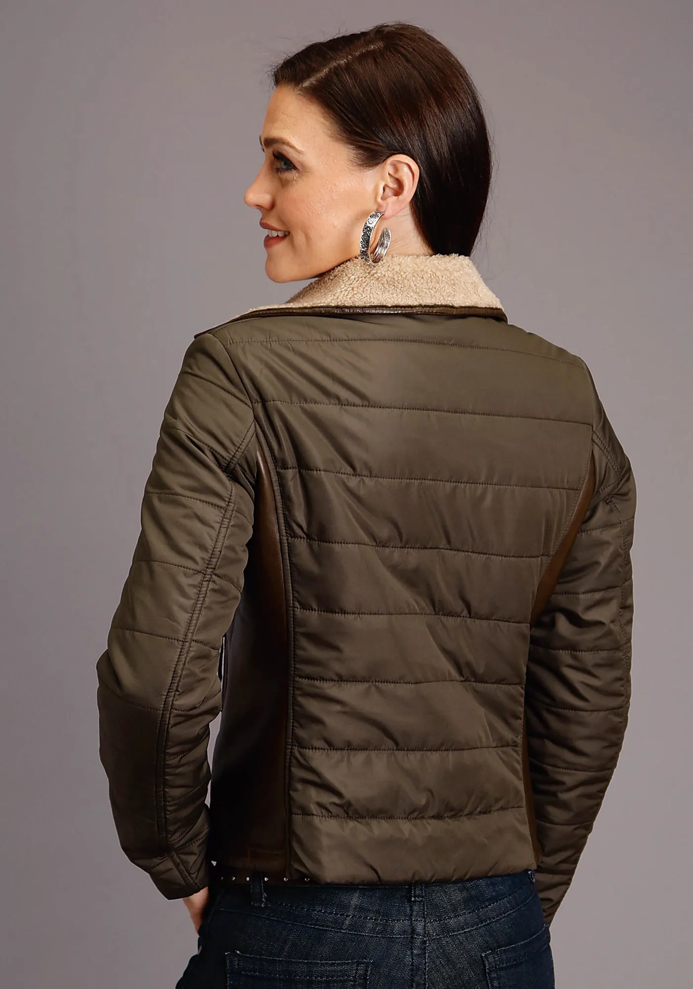 Core Wardrobe Stetson Womens Dark Brown Leather Motorcycle Jacket