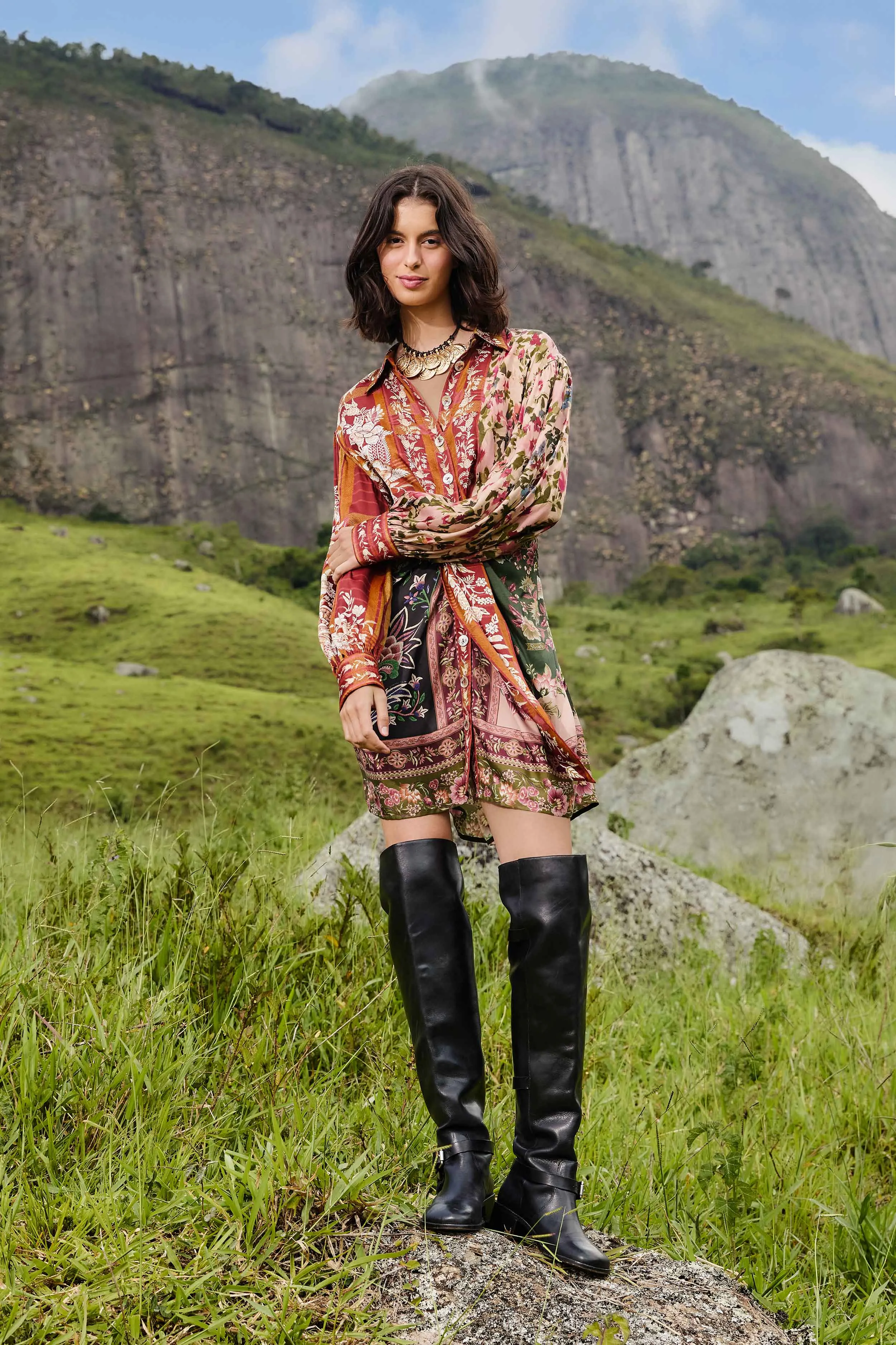 Winter Garden Mix Mini Dress in Multi Fall Ready
