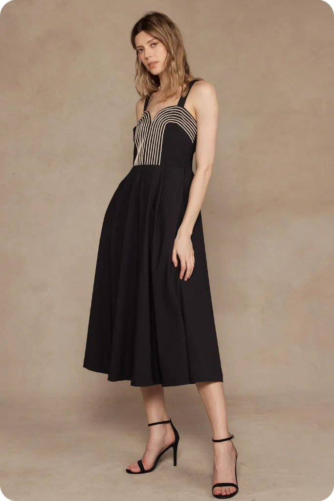 Cozy Balance Francine Contrast Stitch Midi Dress