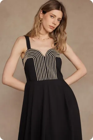 Light and Comfortable Francine Contrast Stitch Midi Dress Chilly Weather Wear Francine Contrast Stitch Midi Dress