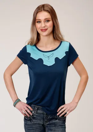 Light Design Roper Womens Navy Poly/Rayon Boyfriend Crew S/S T-Shirt Roper Womens Navy Poly/Rayon Boyfriend Crew S/S T-Shirt Slim Silhouette